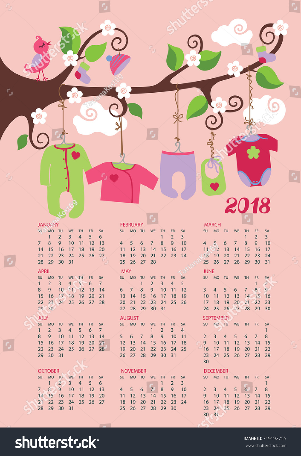 baby calendar 2018