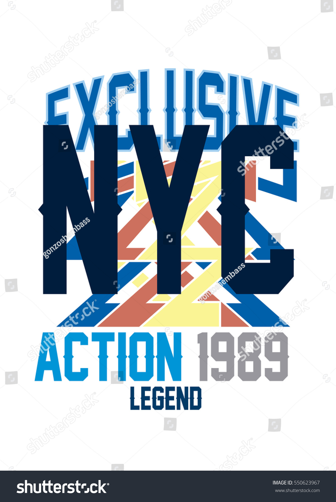 New York Action Legendtshirt Print Poster Stock Vector Royalty Free