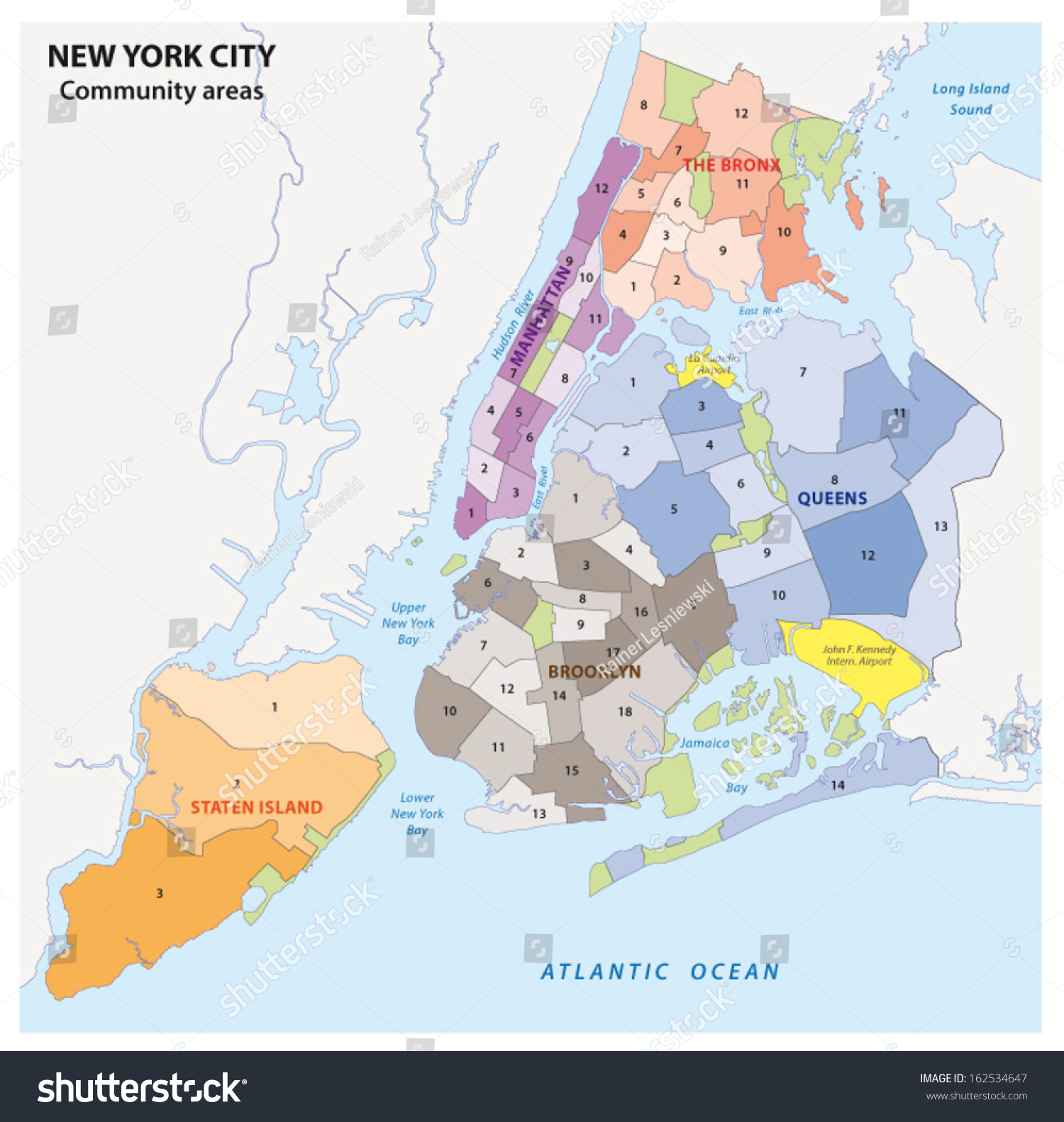 New York City Boroughs Community Areas Stock Vector Royalty Free