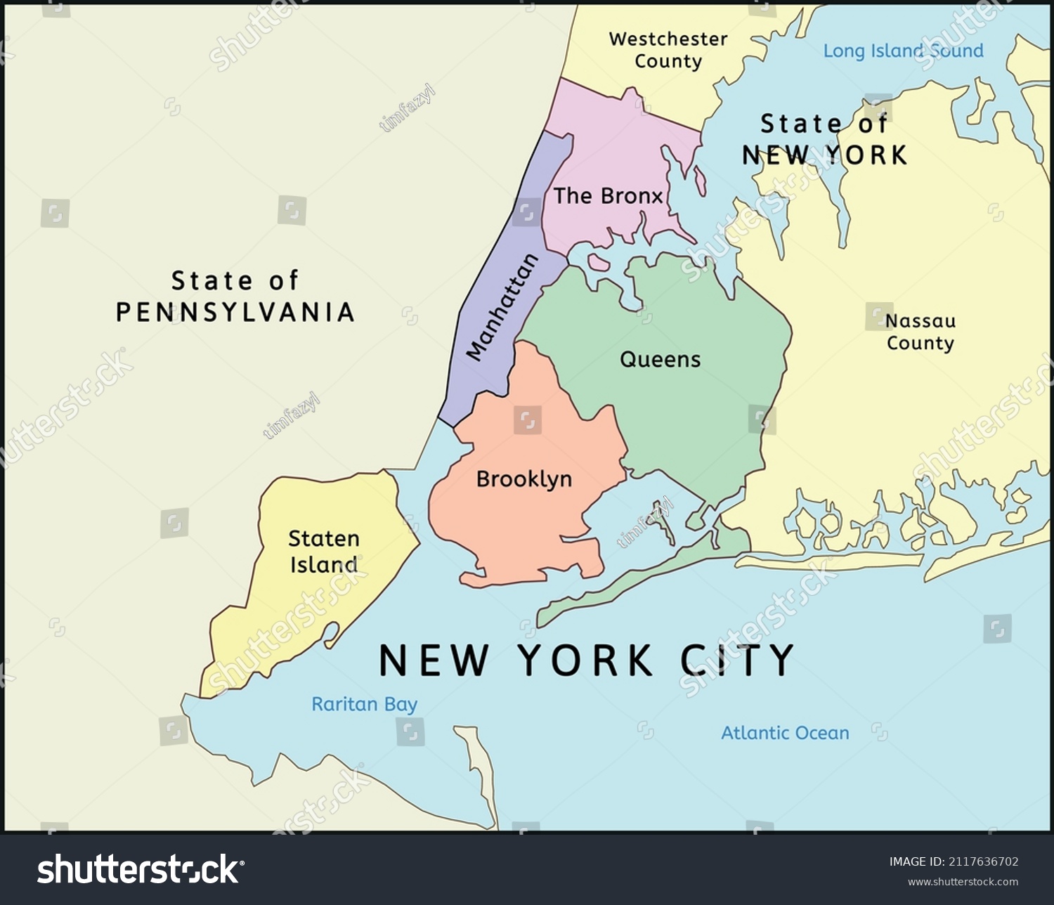 New York City Boroughs Map Bronx Stock Vector (Royalty Free) 2117636702