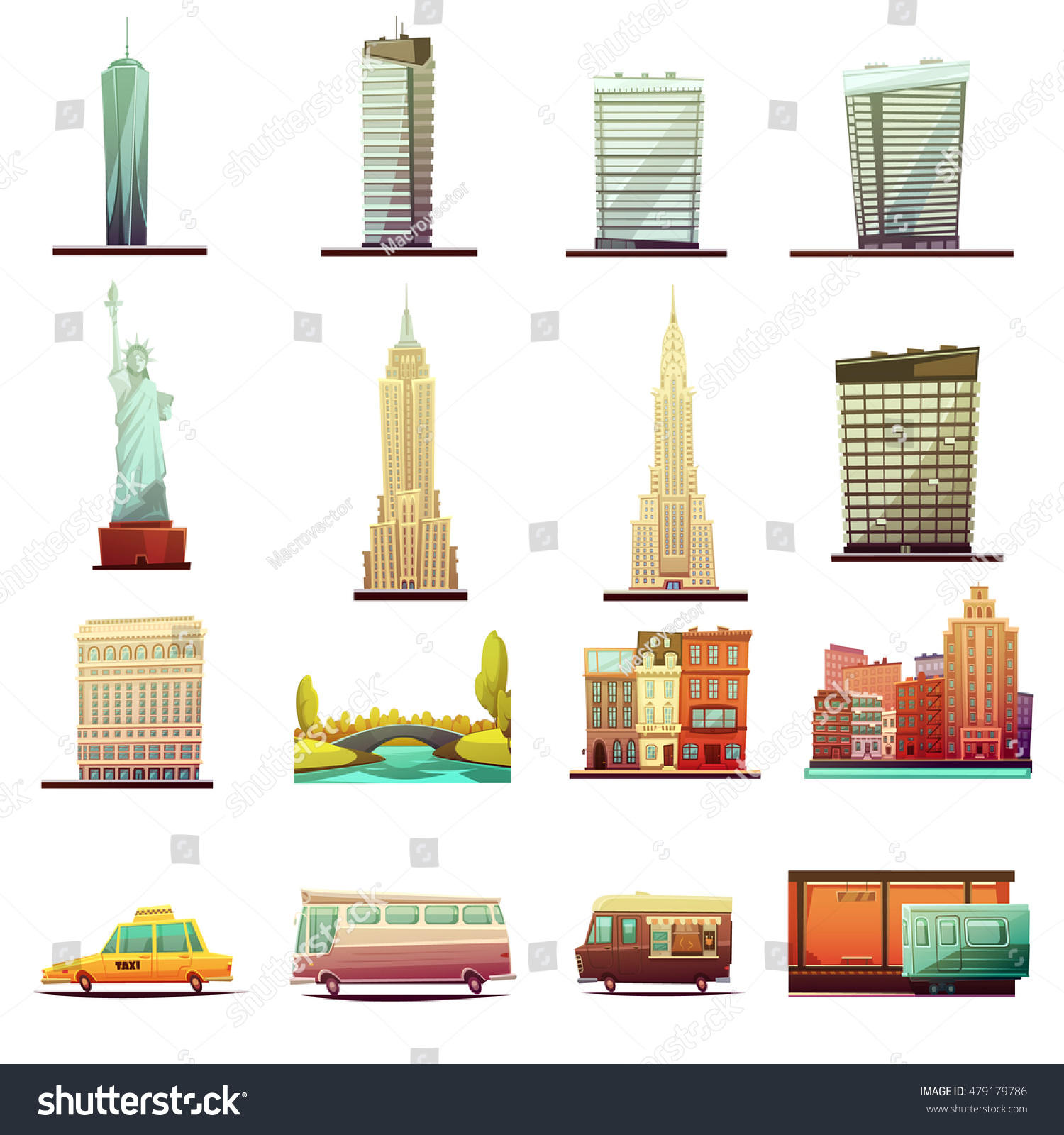 cartoon new york city buildings