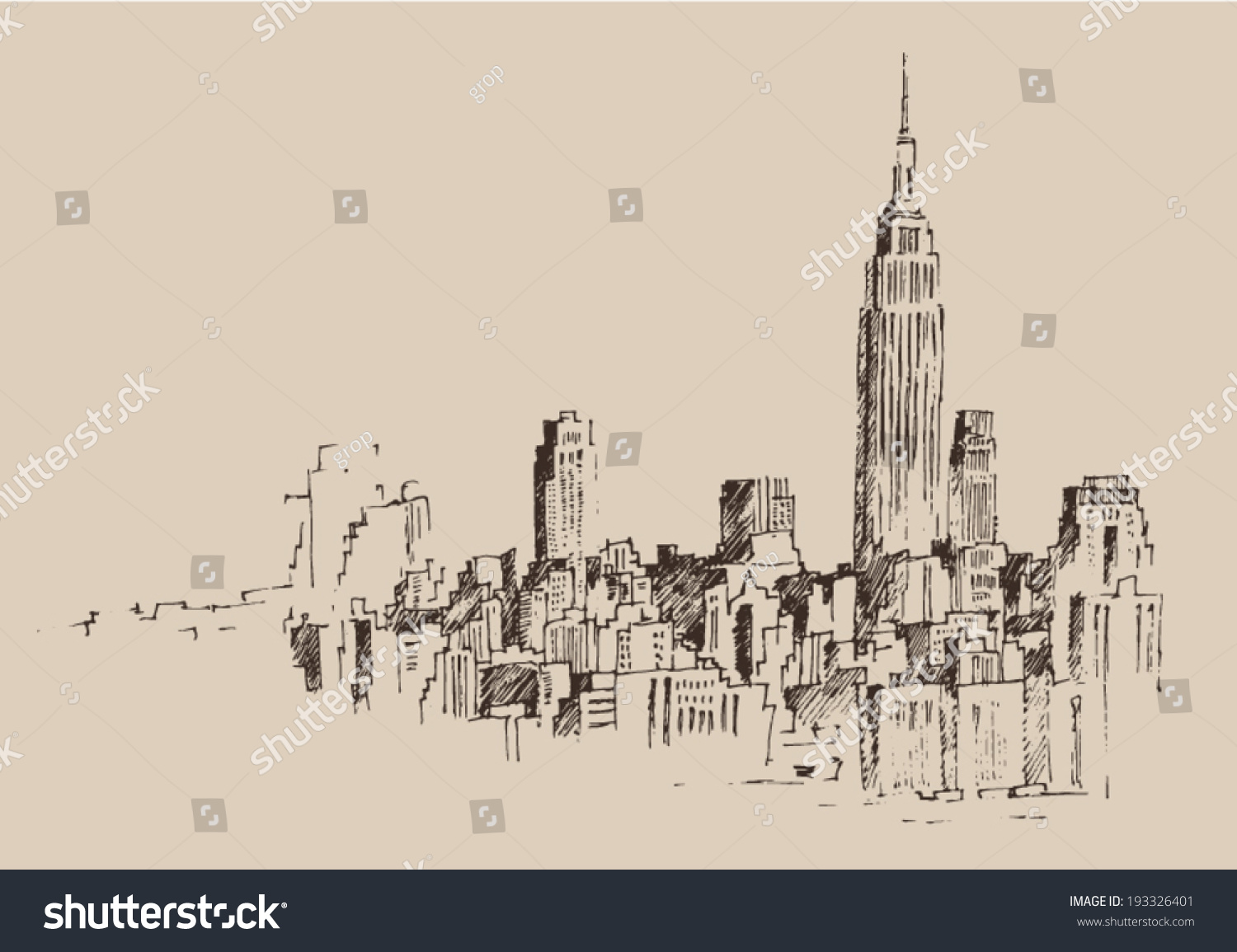 SVG of New York city engraving  vector illustration, hand drawn svg