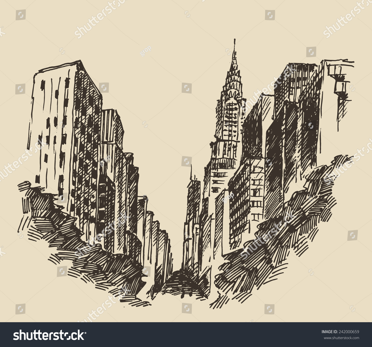 SVG of New York city engraving vector illustration, hand drawn svg