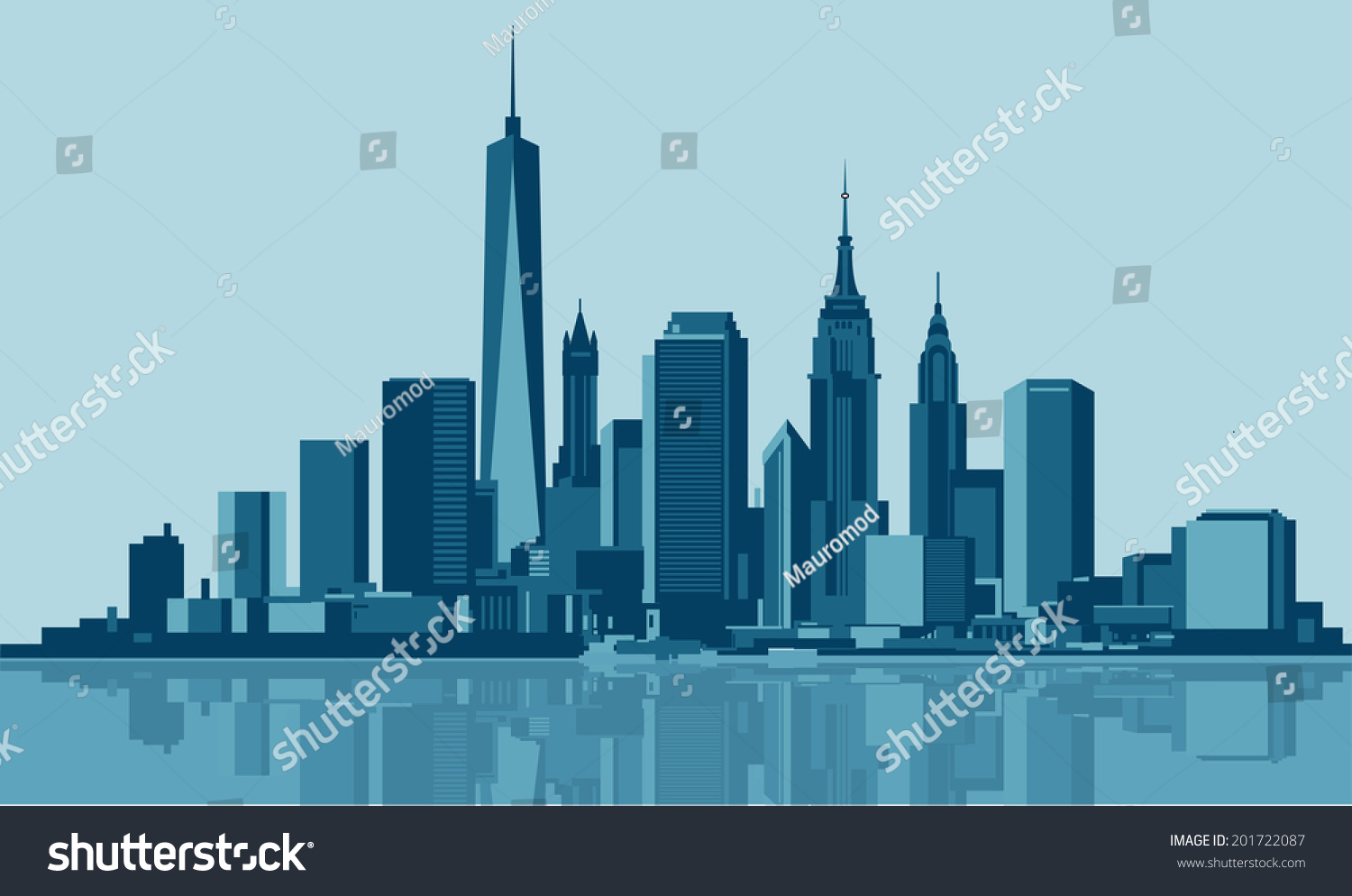 New York City Skyline Stock Vector (Royalty Free) 201722087 - Shutterstock