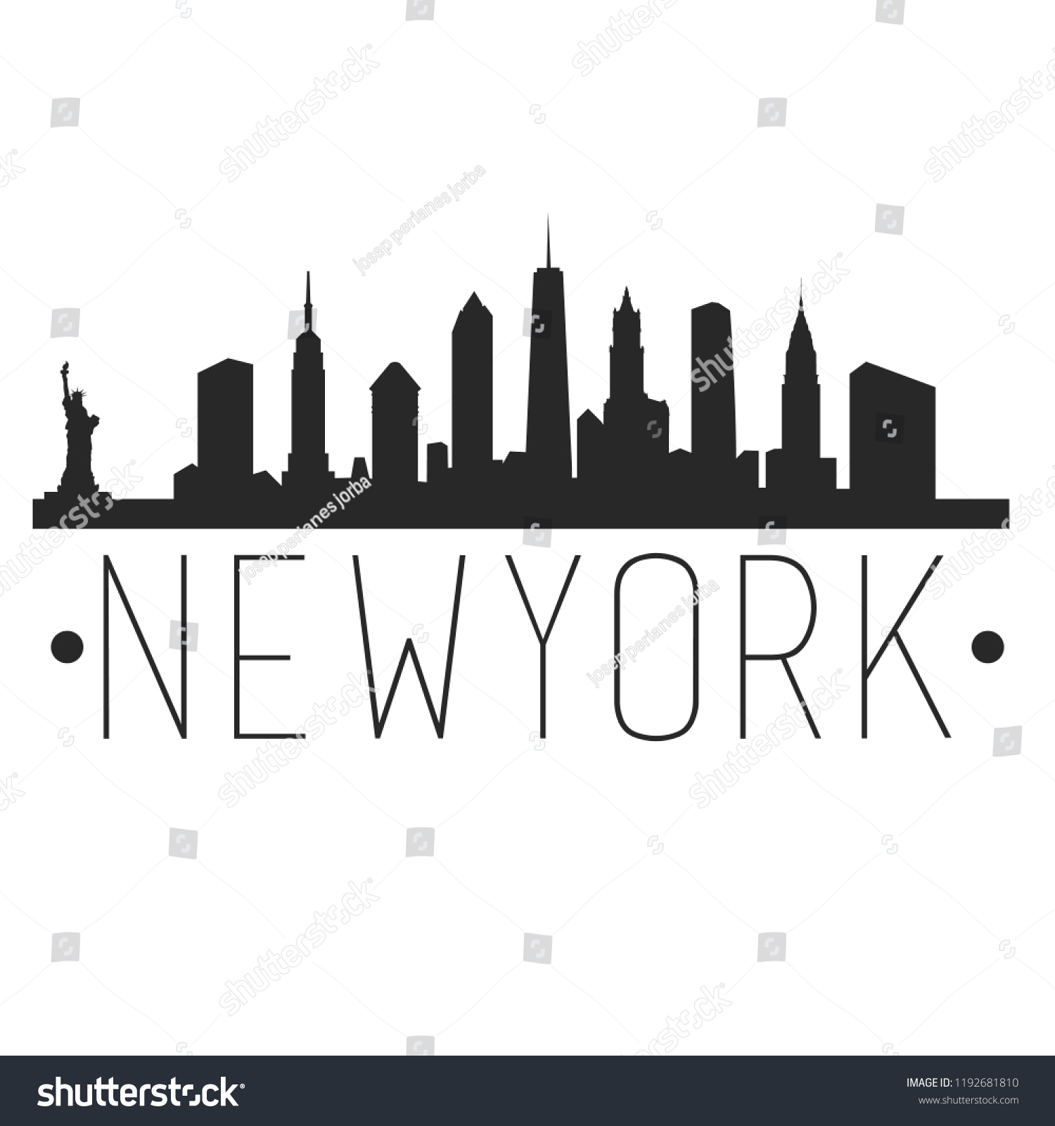 Stock Vector New York City Skyline Silhouette City Design Vector Famous Monuments 1192681810 