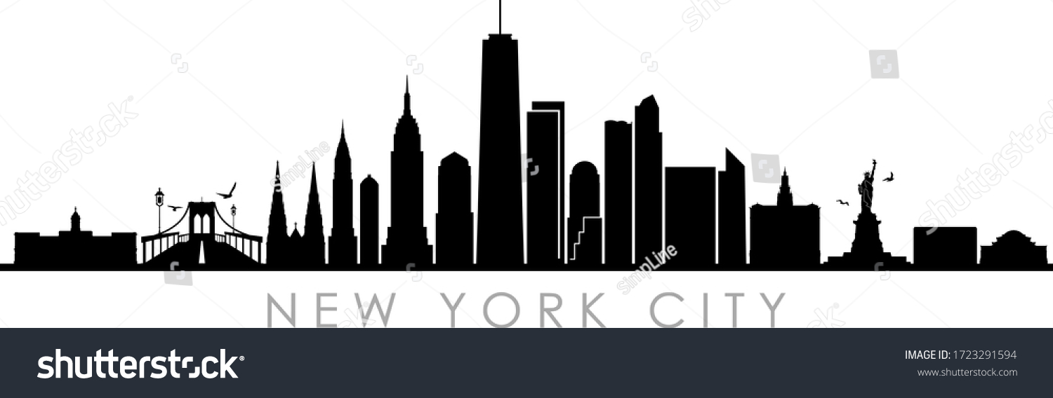 New York City Skyline Silhouette Cityscape Stock Vector (Royalty Free ...