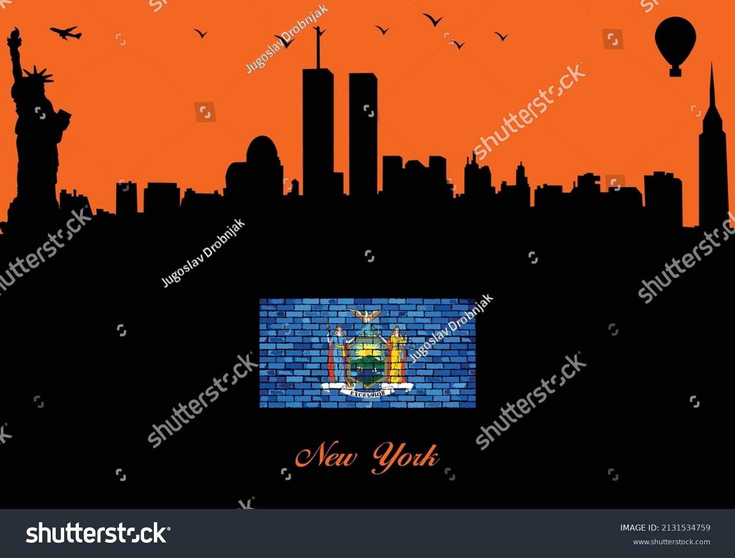 Stock Vector New York City Skyline Silhouette Illustration 2131534759 