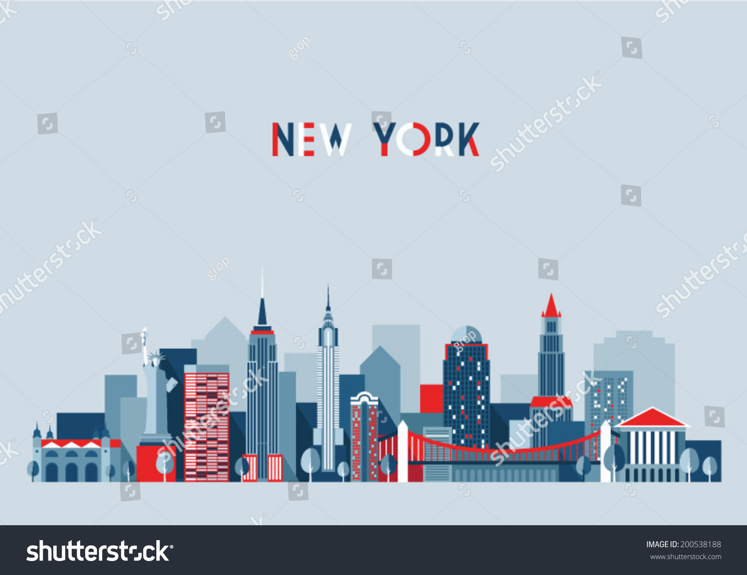 SVG of New York city skyline, vector illustration, flat design svg
