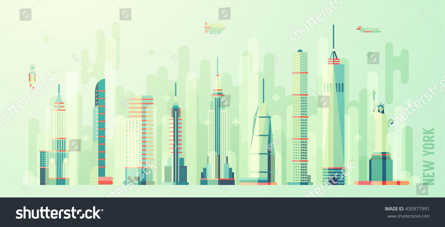 SVG of New York city skyline, vector illustration, flat style svg