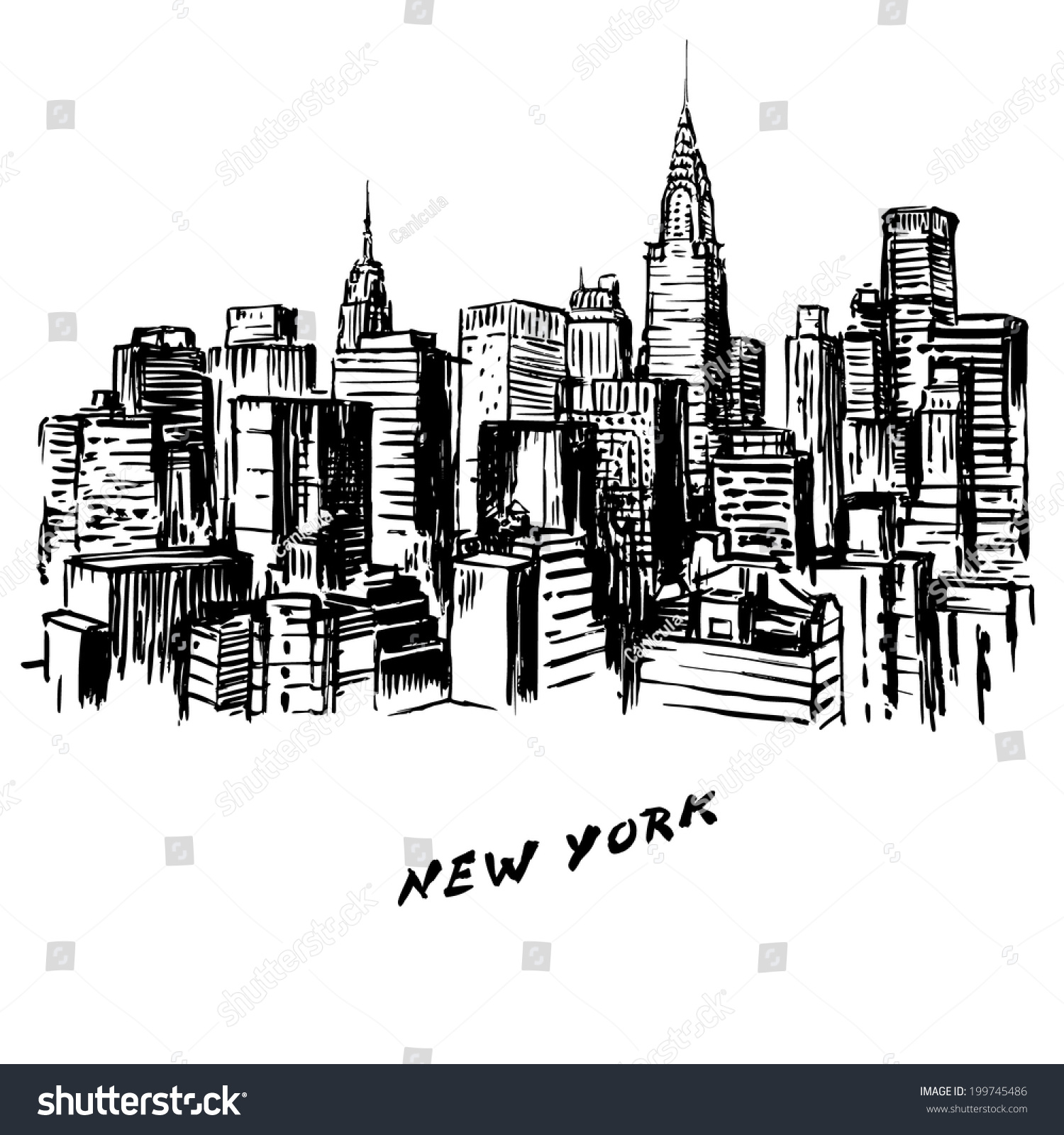 SVG of New York - hand drawn illustration svg