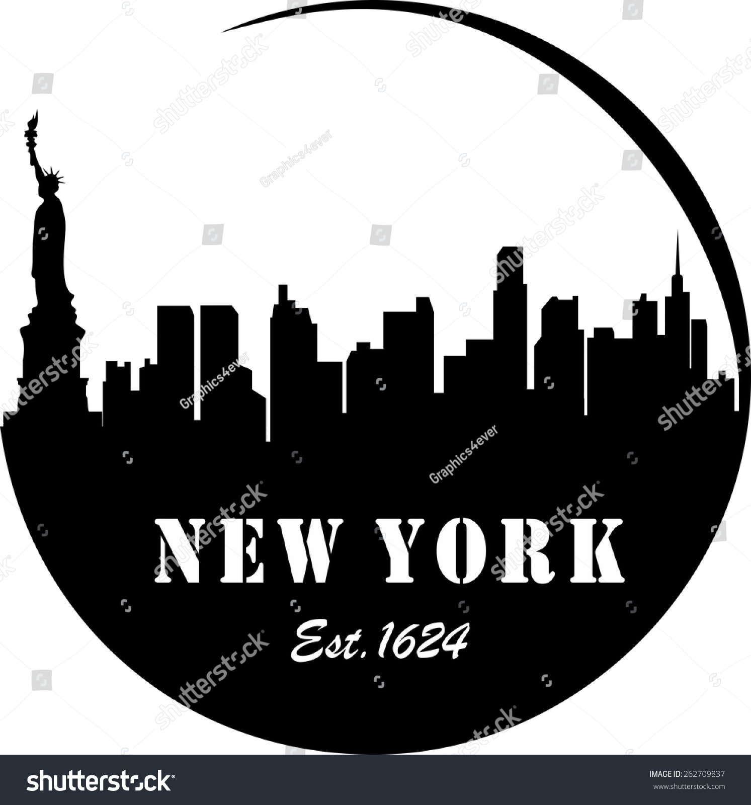 New York Logo Skyline Circle Stock Vector 262709837 - Shutterstock