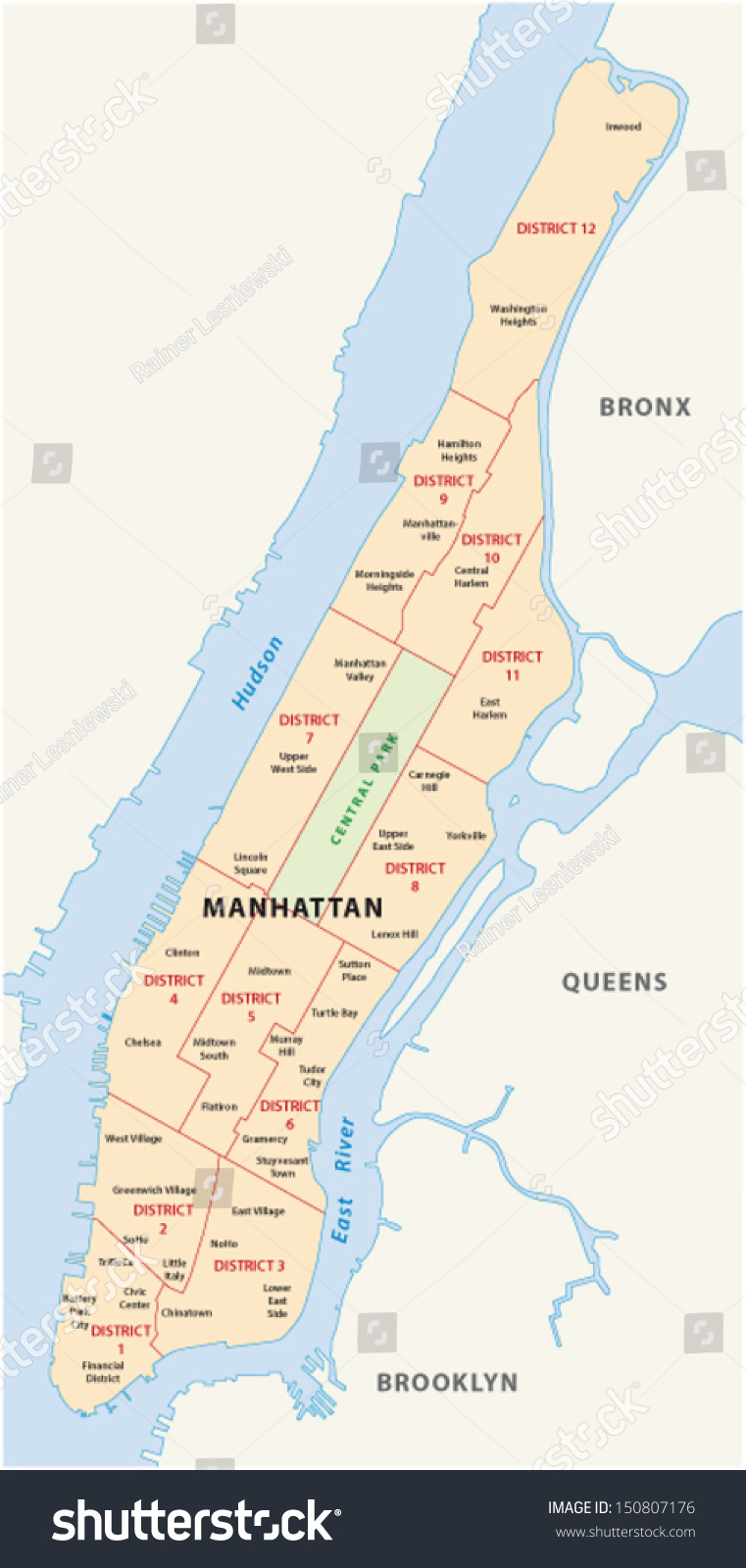 New York Manhattan District Map Stock Vector (Royalty Free) 150807176