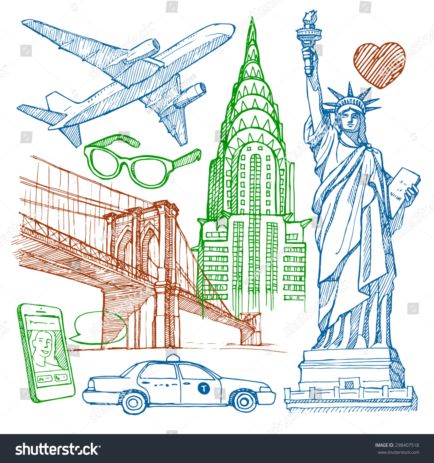 SVG of New York set hand drawing. Vector. svg
