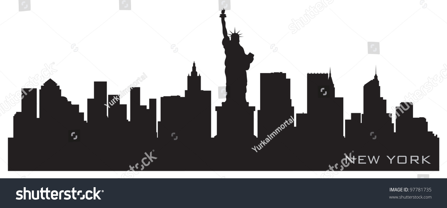 New York Skyline Detailed Vector Silhouette Stock Vector 97781735