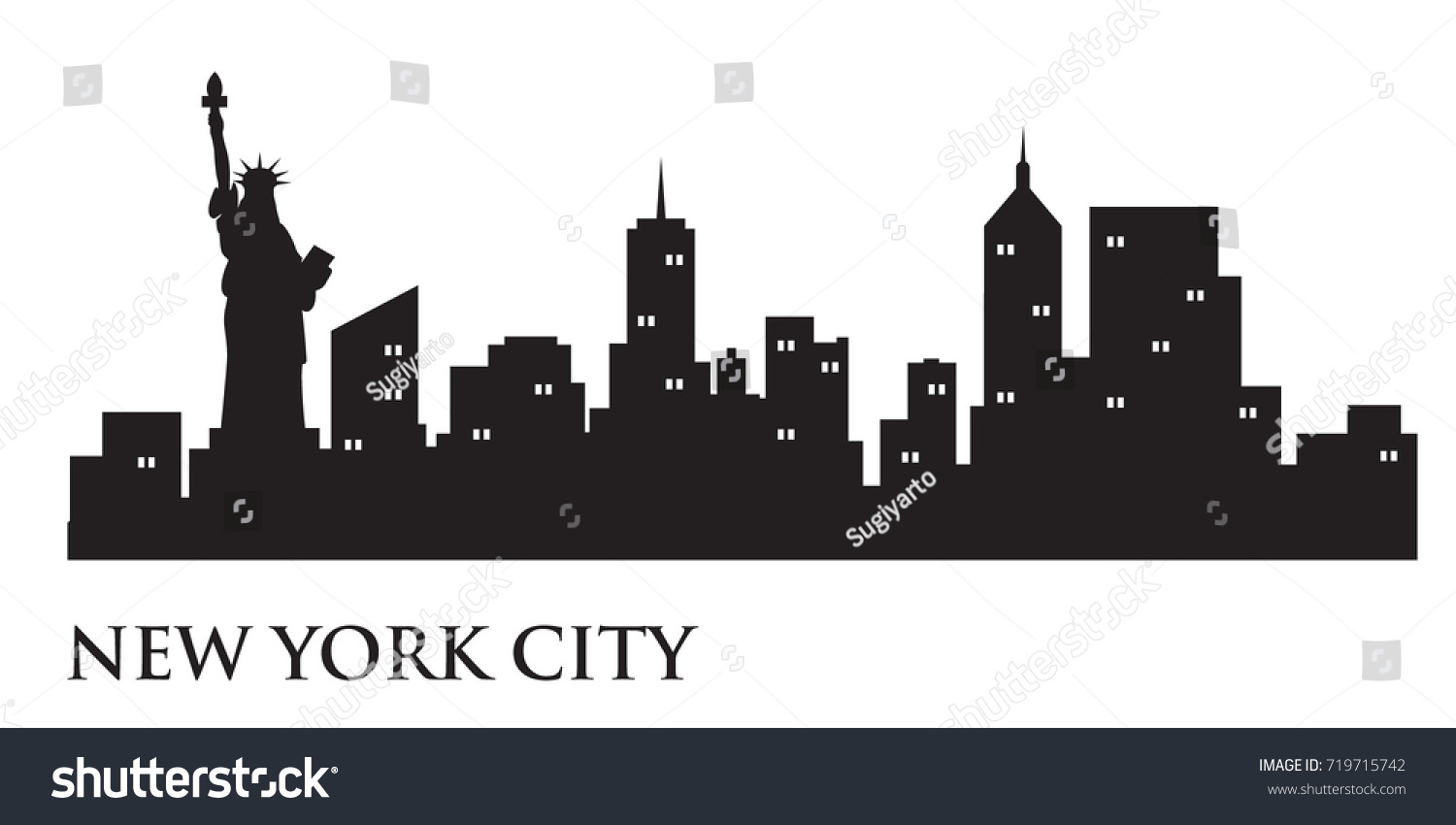 New York Skyline Silhouette Skyline Vector Stock Vector Royalty Free
