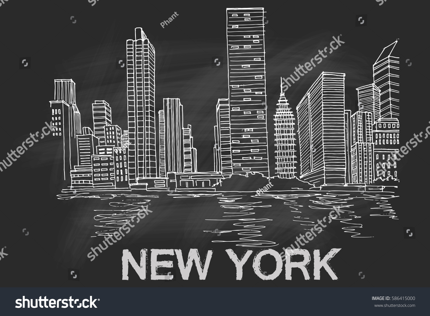 New York Skyline Vector Sketch Stock Vector (Royalty Free) 586415000 ...