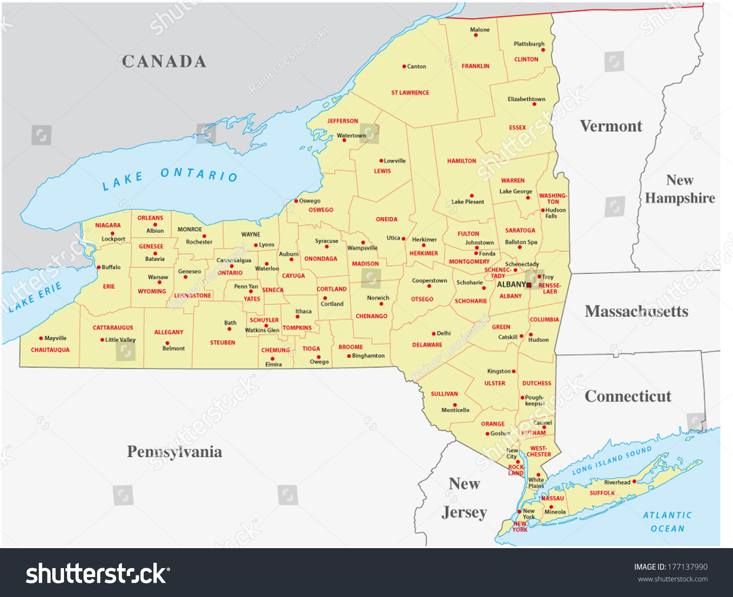 New York State Map Stock Vector (Royalty Free) 177137990 - Shutterstock