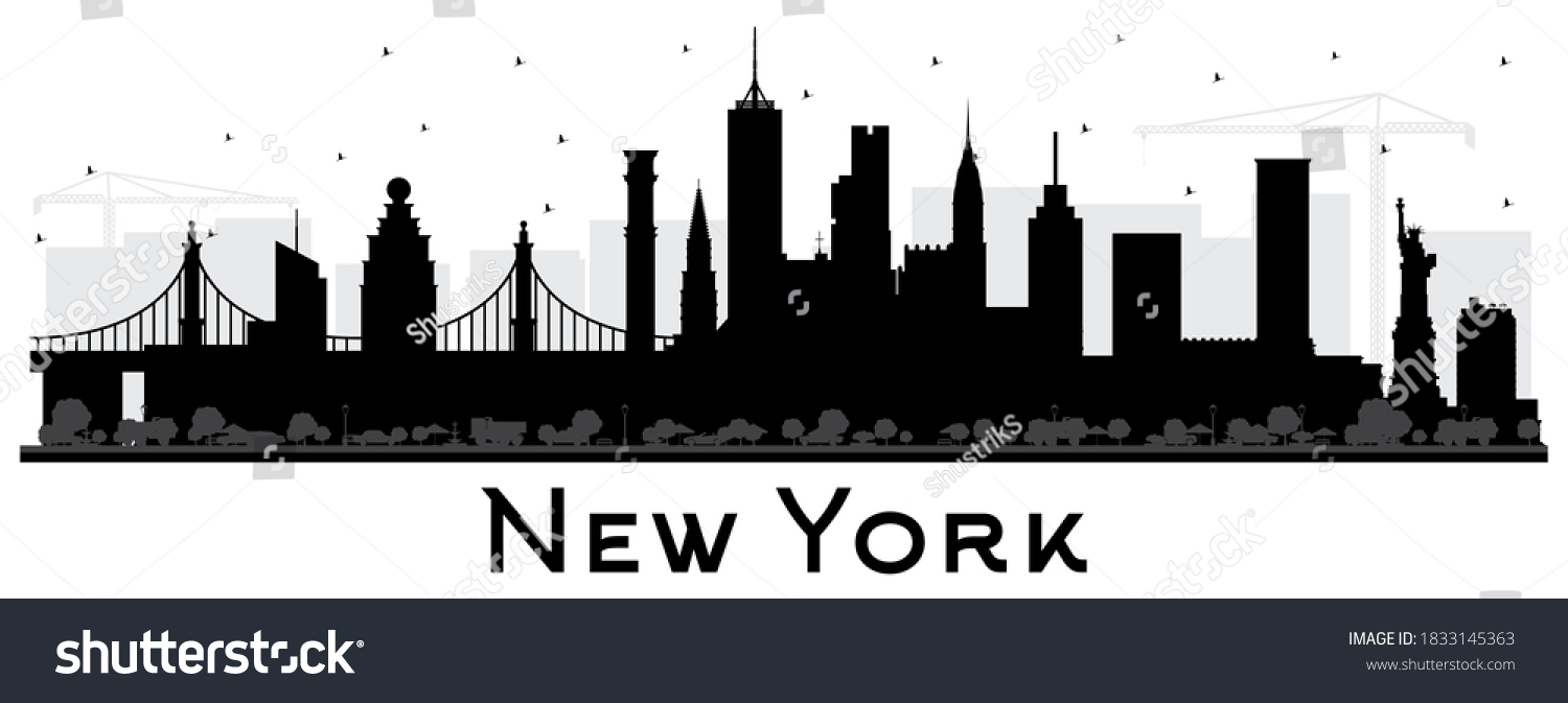 New York Usa City Skyline Silhouette Stock Vector (Royalty Free ...