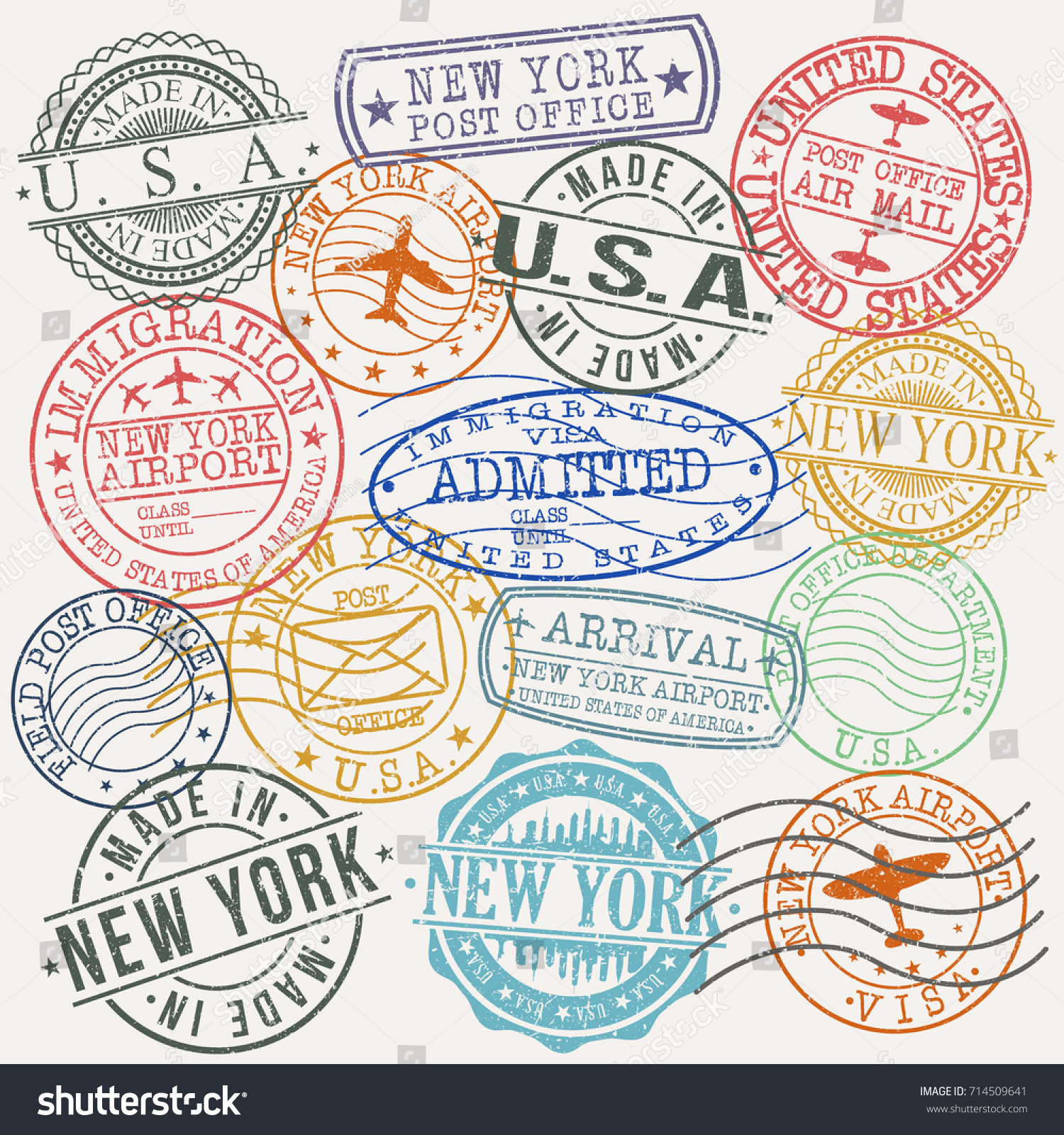 New York Usa Stamp Vector Art Stock Vector (Royalty Free) 714509641 ...