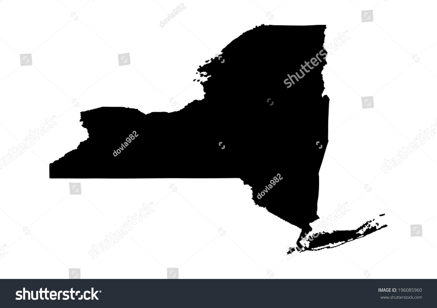 New York Vector Map Silhouette Isolated Stock Vector (Royalty Free ...