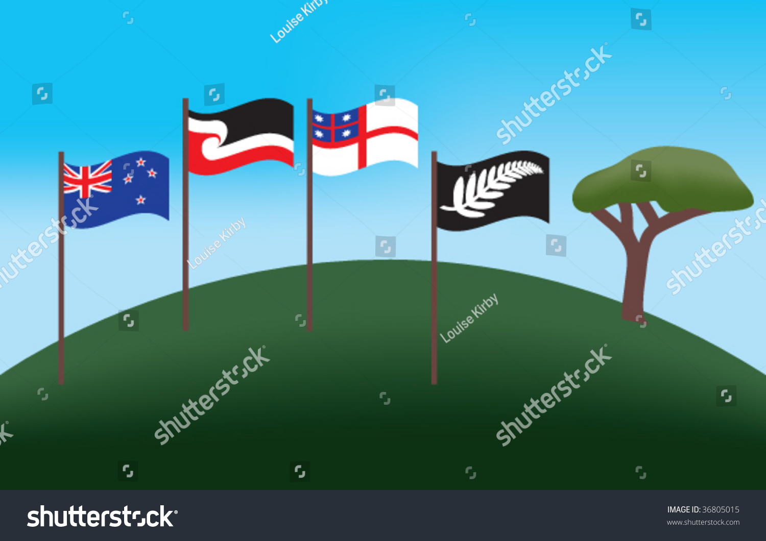 New Zealand Maori Flag On One Stock Vector Royalty Free