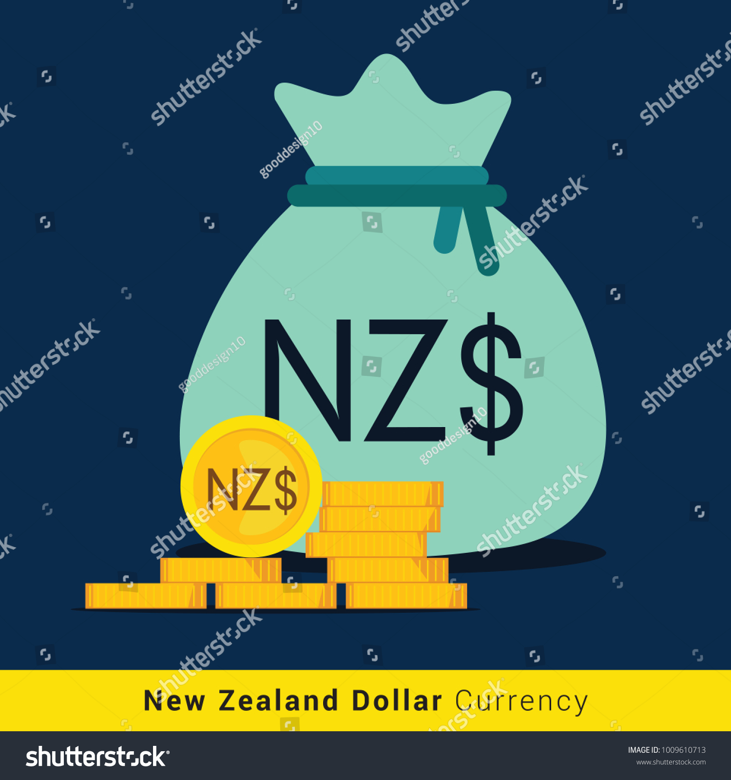 New Zealand Dollar Money Bag Icon Stock Vector Royalty Free