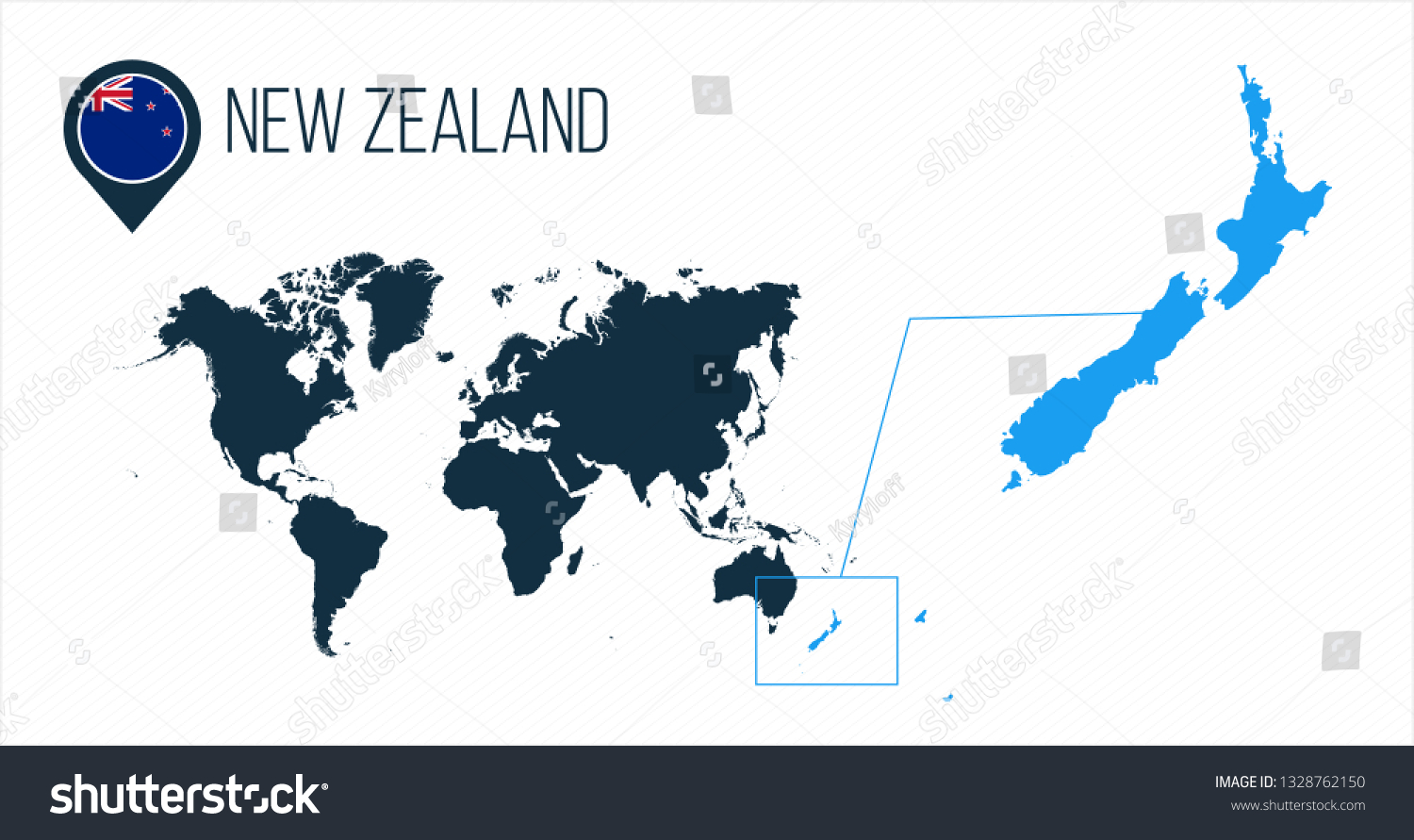 New Zealand Map Vector New Zealand Map Located On World Stock Vector (Royalty Free) 1328762150 |  Shutterstock