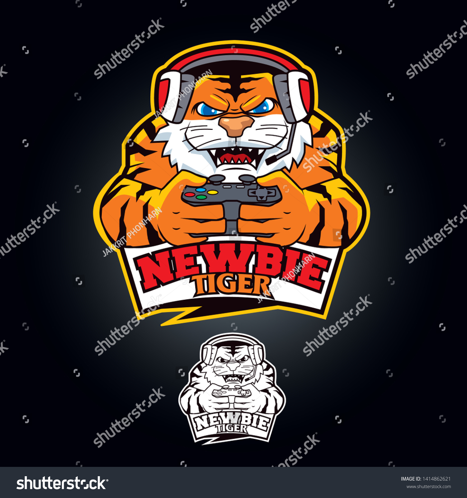 Newbie Tiger Esport Gamer Team Logo Stock Vector Royalty Free