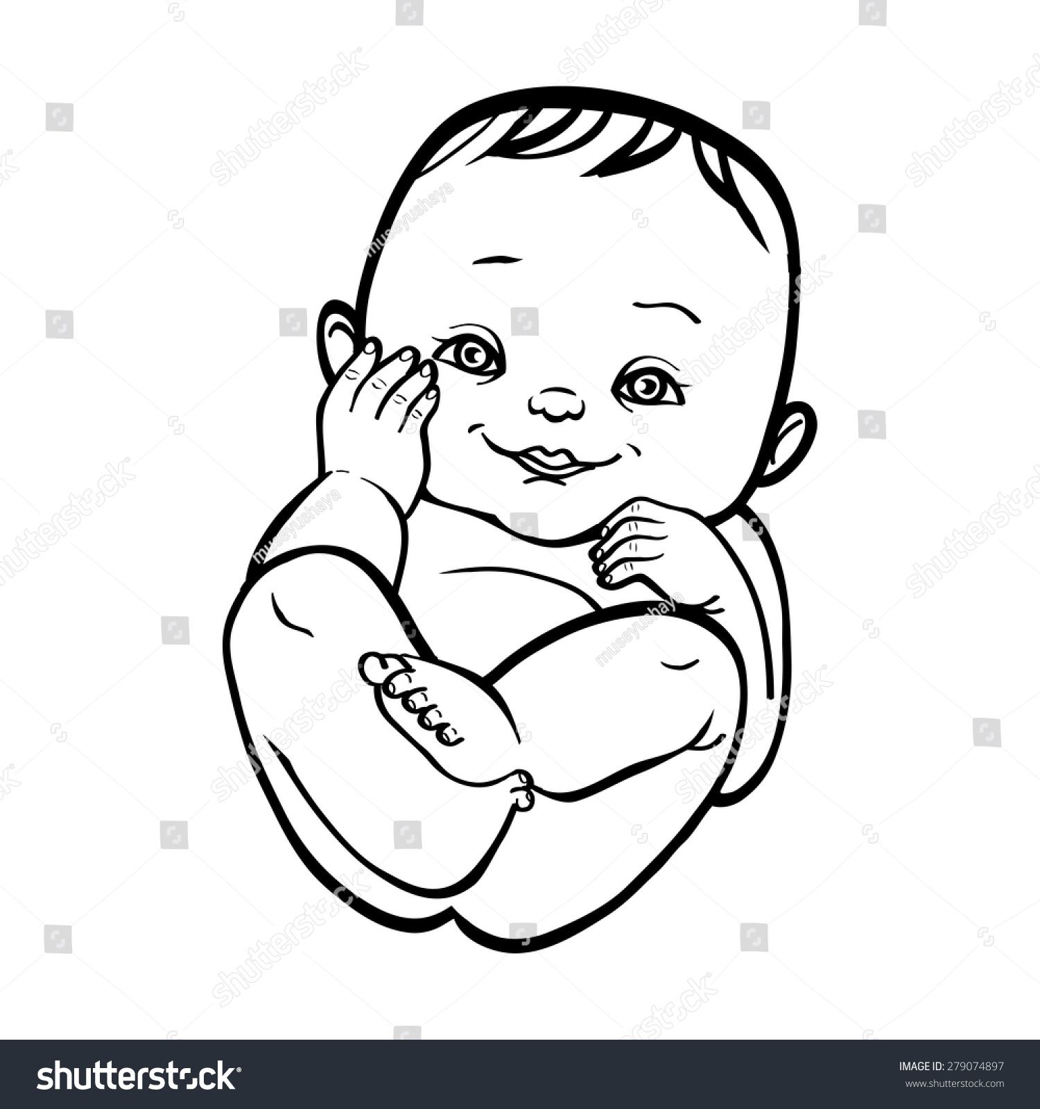 Newborn Little Baby Smiling Small Arms Stock Vector (Royalty Free ...