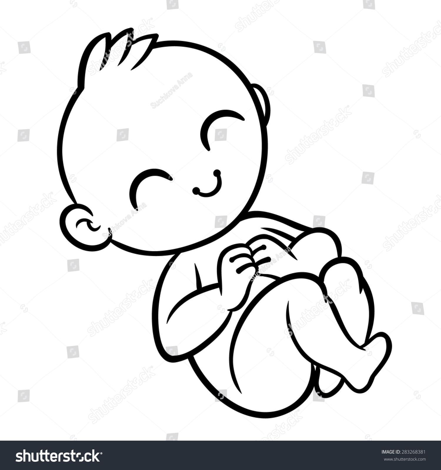 Newborn Little Baby Smiling Small Arms Stock Vector 283268381 ...