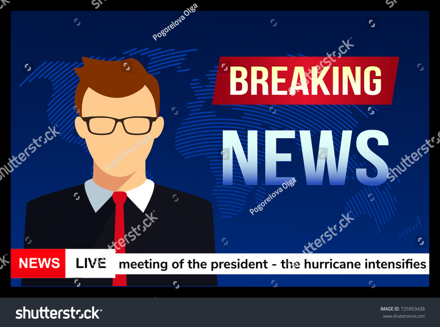 News Anchor On Tv Breaking News Stock Vector Royalty Free 725953438 Shutterstock