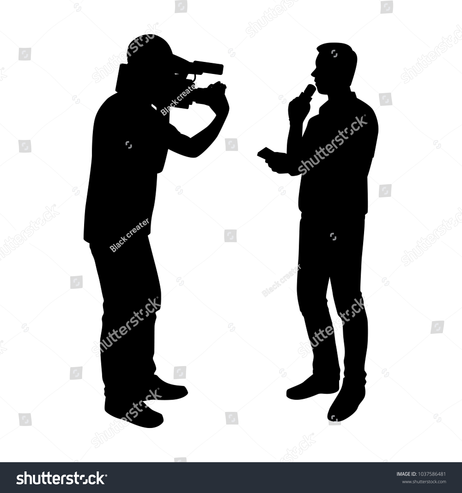 News Reporters Silhouette Vector Stock Vector (Royalty Free) 1037586481