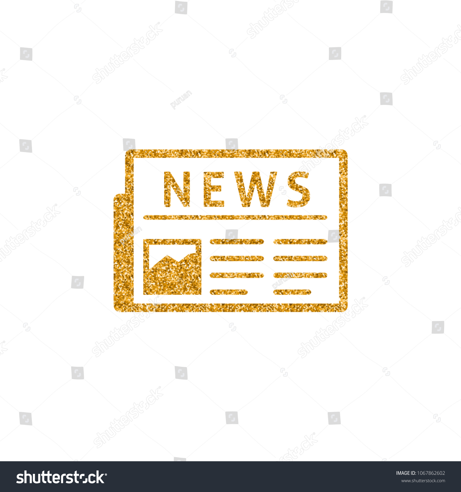 Newspaper Icon Gold Glitter Texture Sparkle Stock Vector Royalty Free