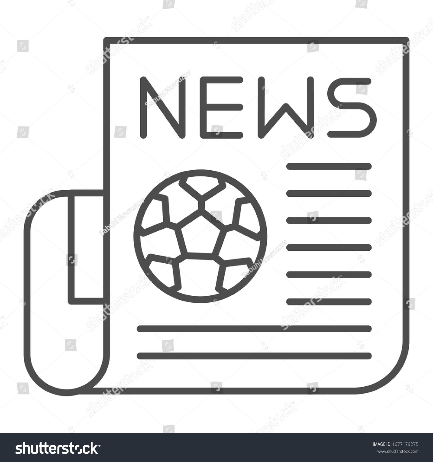 Newspaper Thin Line Icon Football Soccer Stock Vector Royalty Free 1677179275