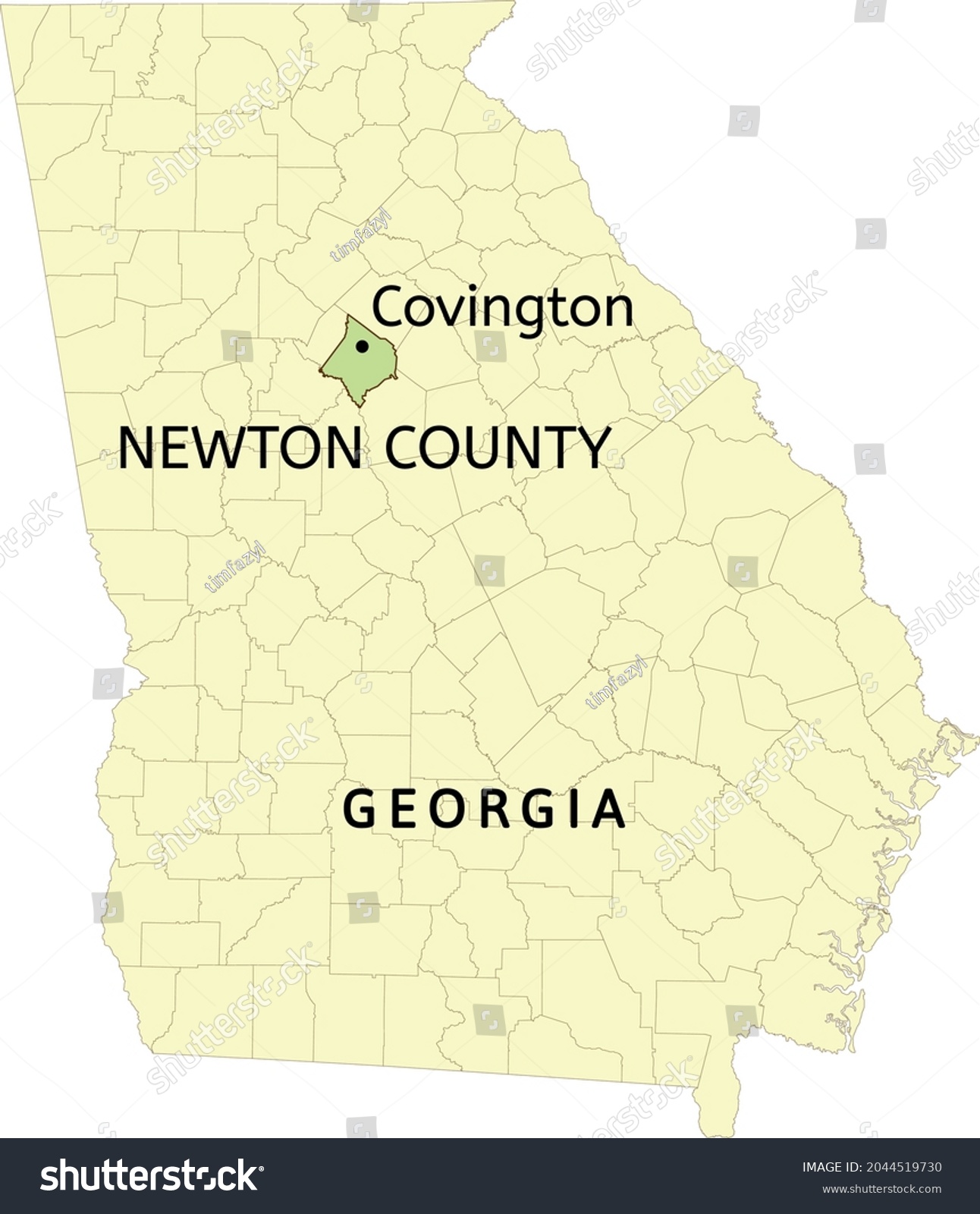 Stock Vector Newton County And City Of Covington Location On Georgia State Map 2044519730 