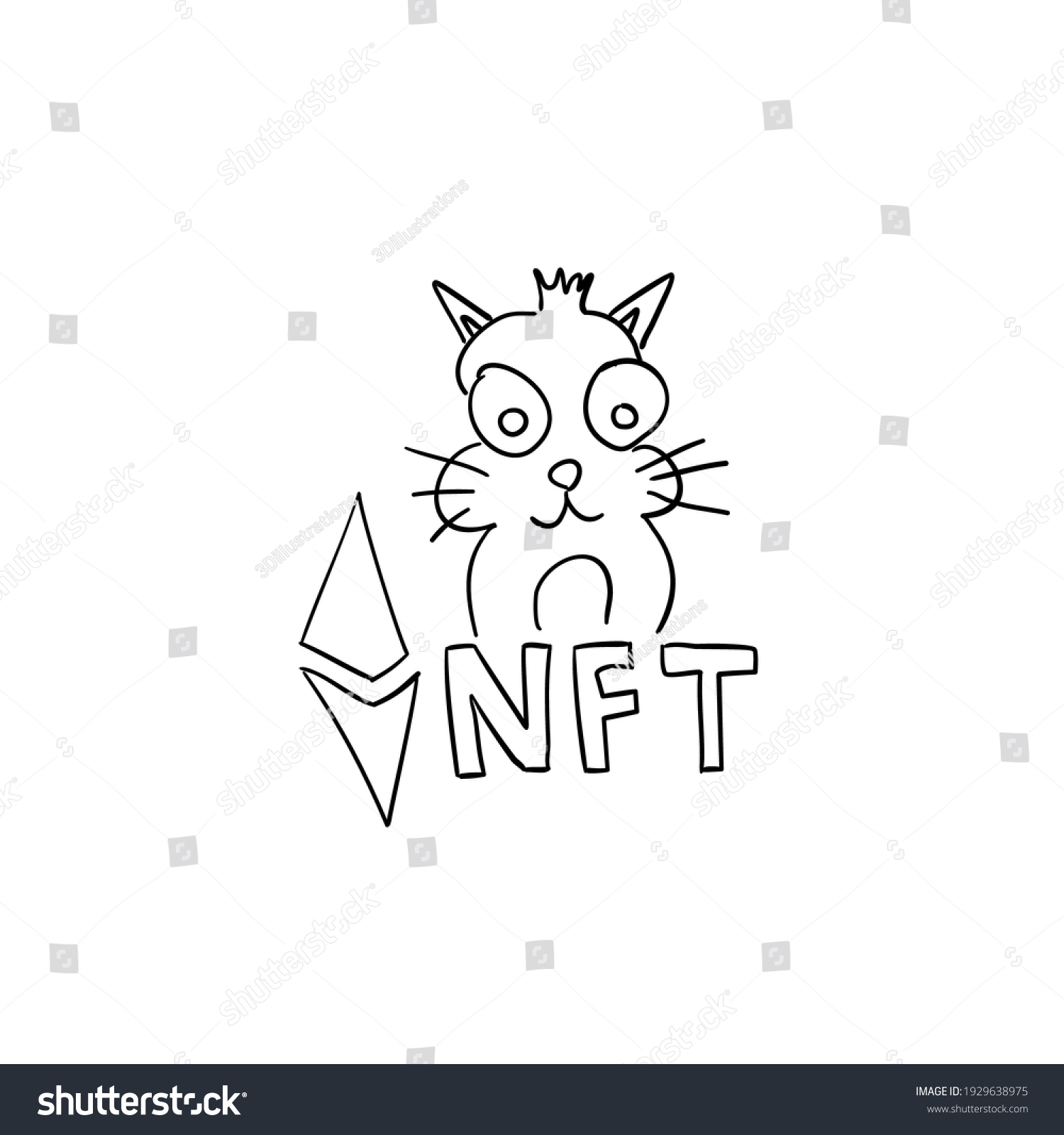 Nft Crypto Cat Animal Outline Non Stock Vector Royalty Free ...