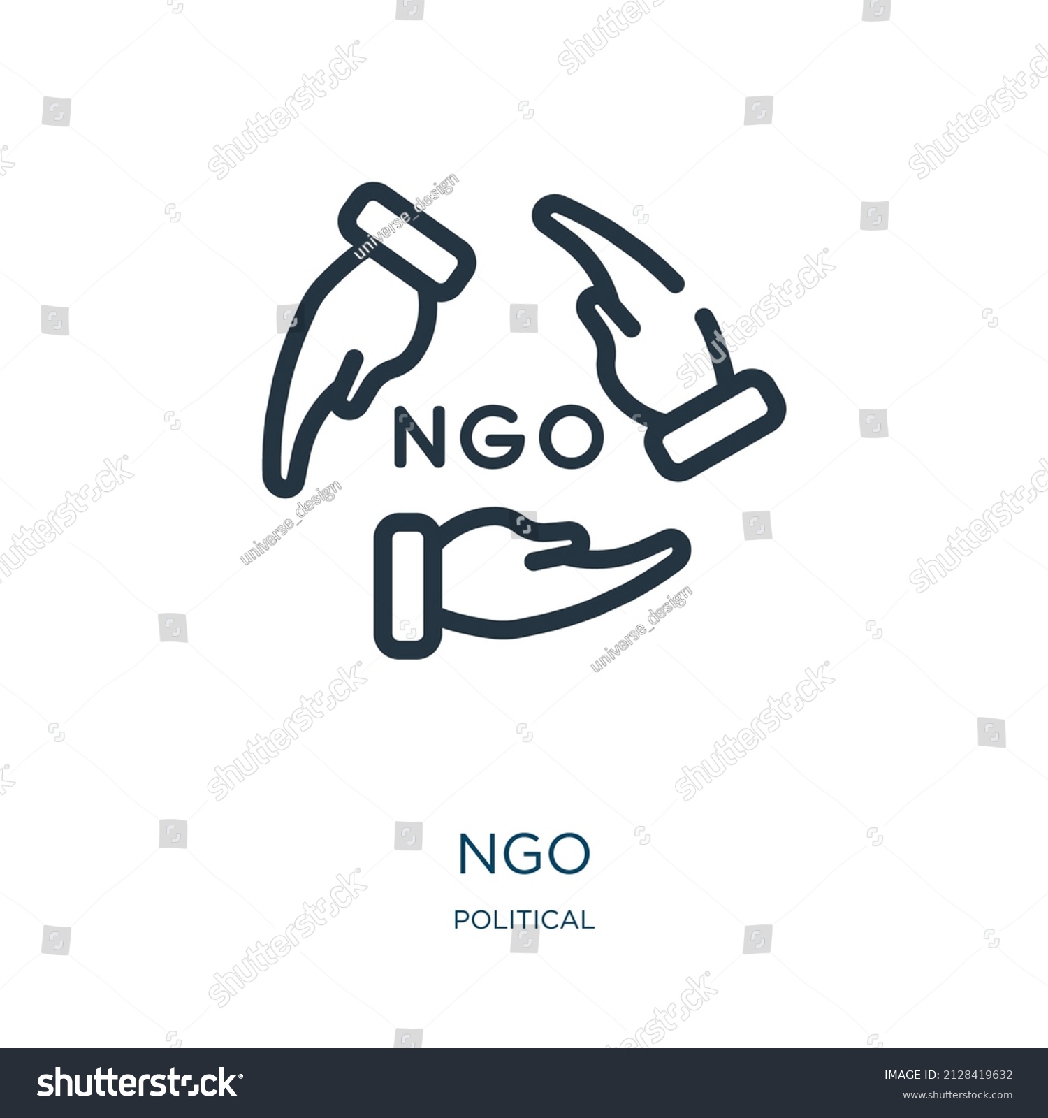 Ngo Thin Line Icon Charity Hand Stock Vector (Royalty Free) 2128419632 ...