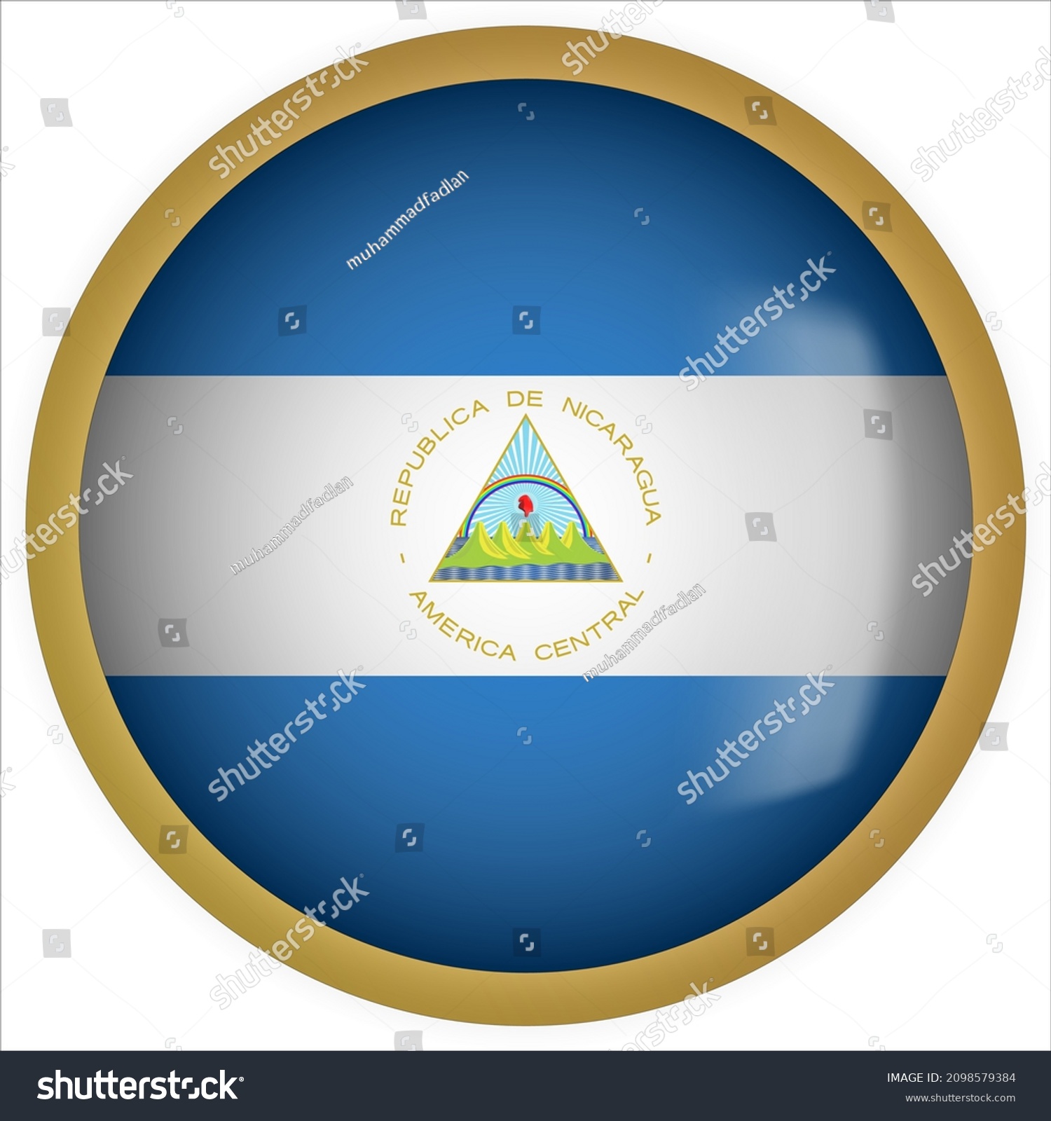 Nicaragua 3d Rounded Flag Button Icon Stock Vector (Royalty Free ...