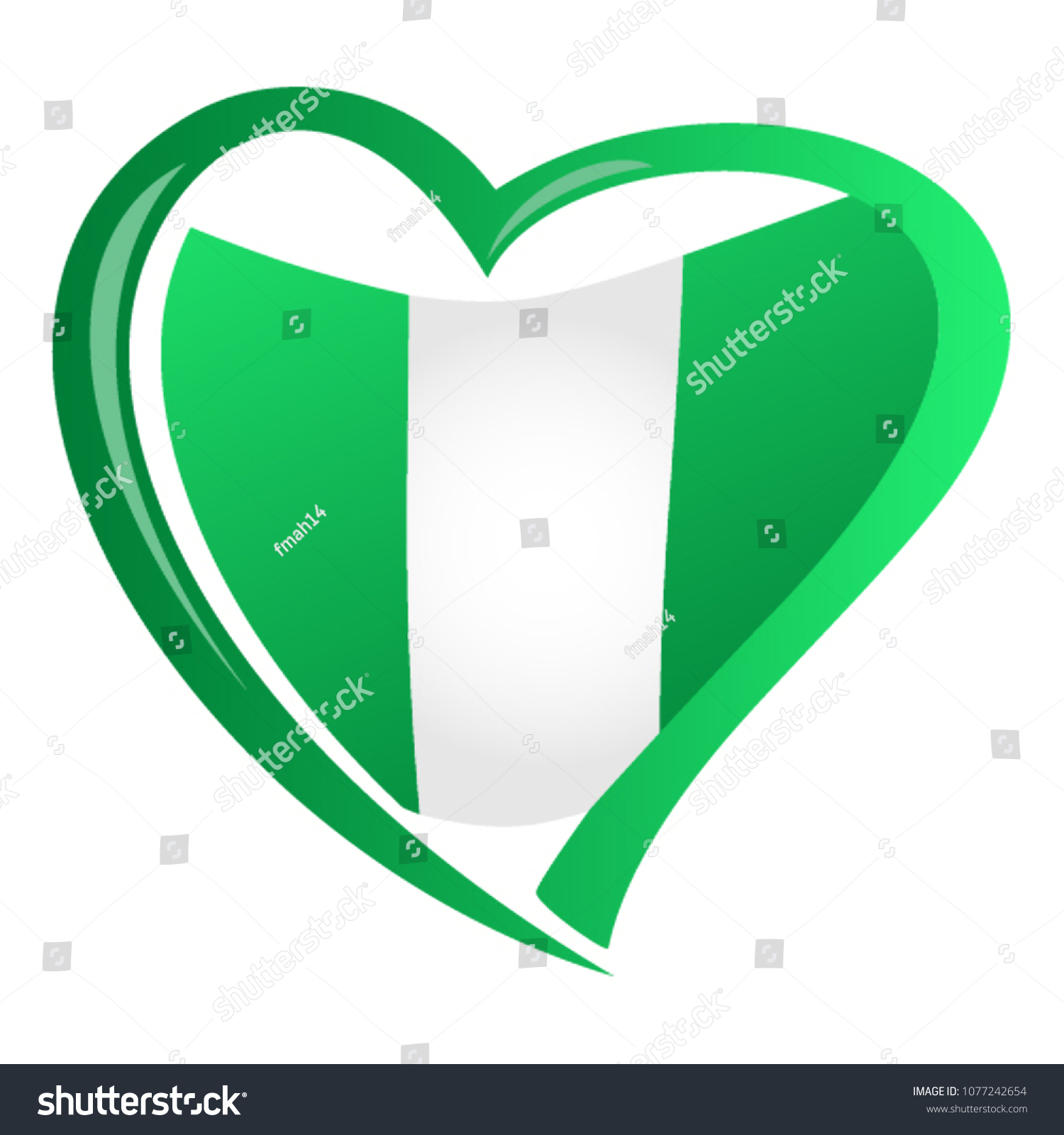 Nigeria Flag Shape Heart Stock Vector (Royalty Free) 1077242654 ...