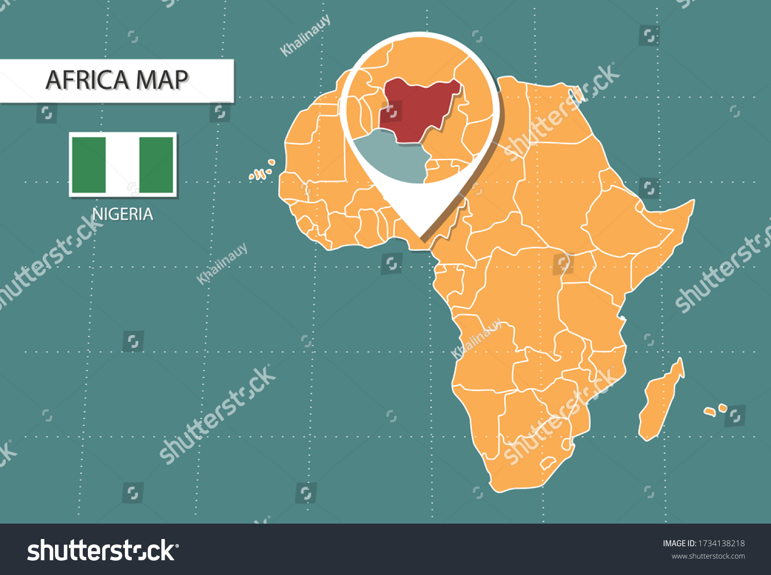 Nigeria Map Africa Zoom Version Icons Stock Vector (Royalty Free ...