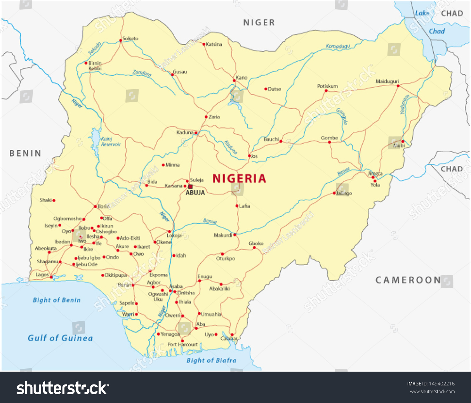 Stock Vector Nigeria Road Map 149402216 