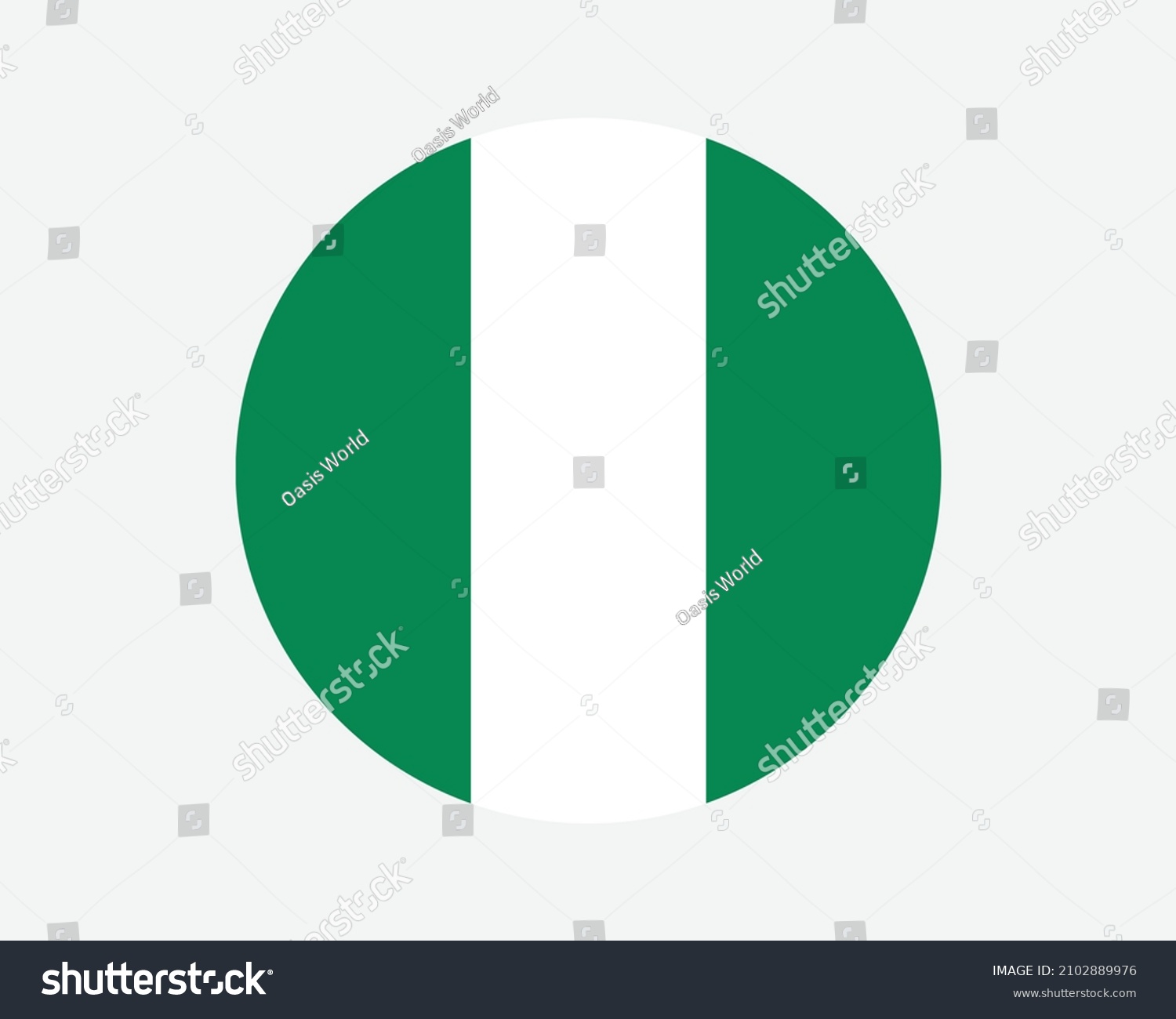 SVG of Nigeria Round Country Flag. Nigerian Circle National Flag. Federal Republic of Nigeria Circular Shape Button Banner. EPS Vector Illustration. svg