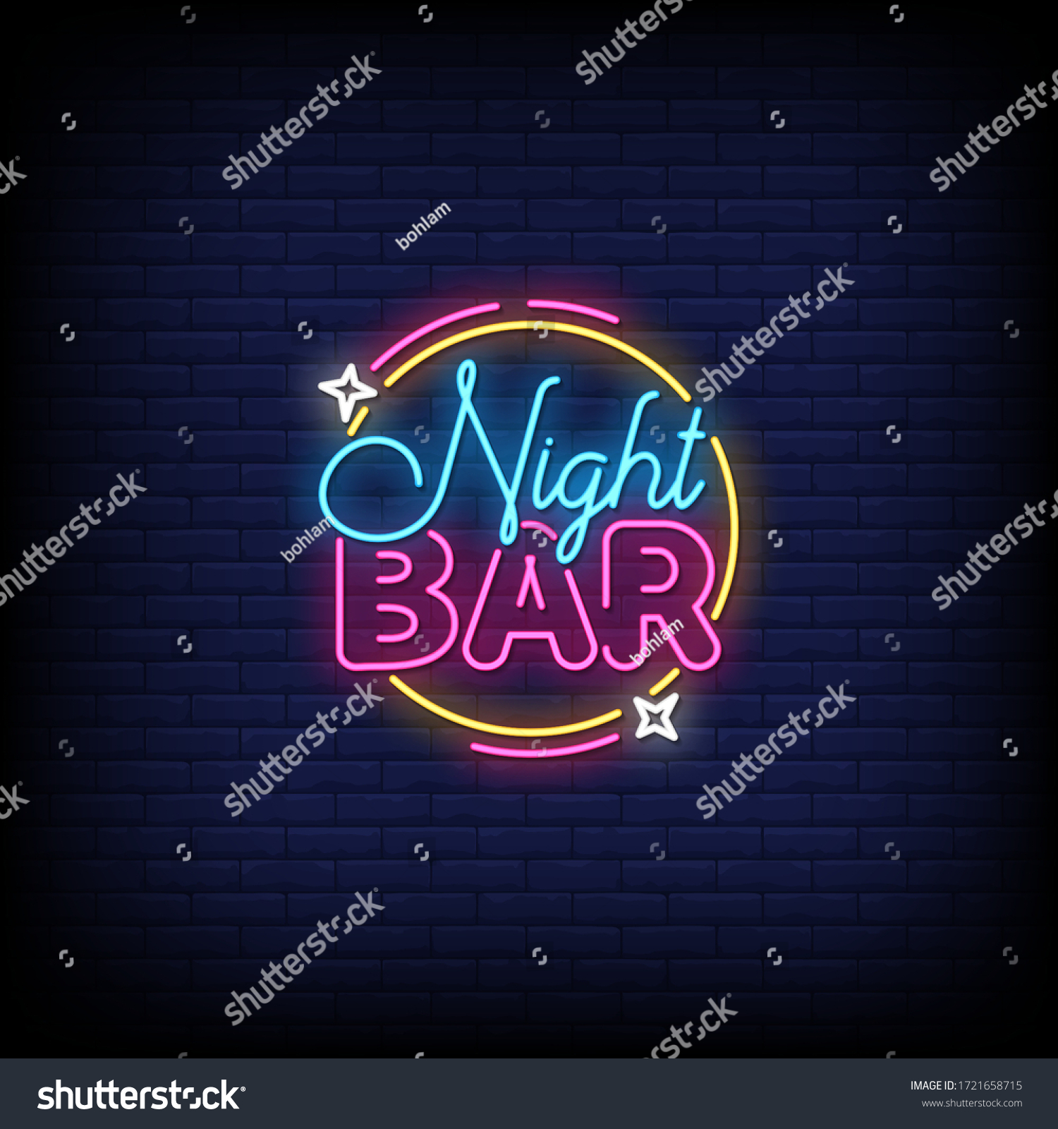 Night Bar Neon Signs Style Text Stock Vector Royalty Free 1721658715 Shutterstock