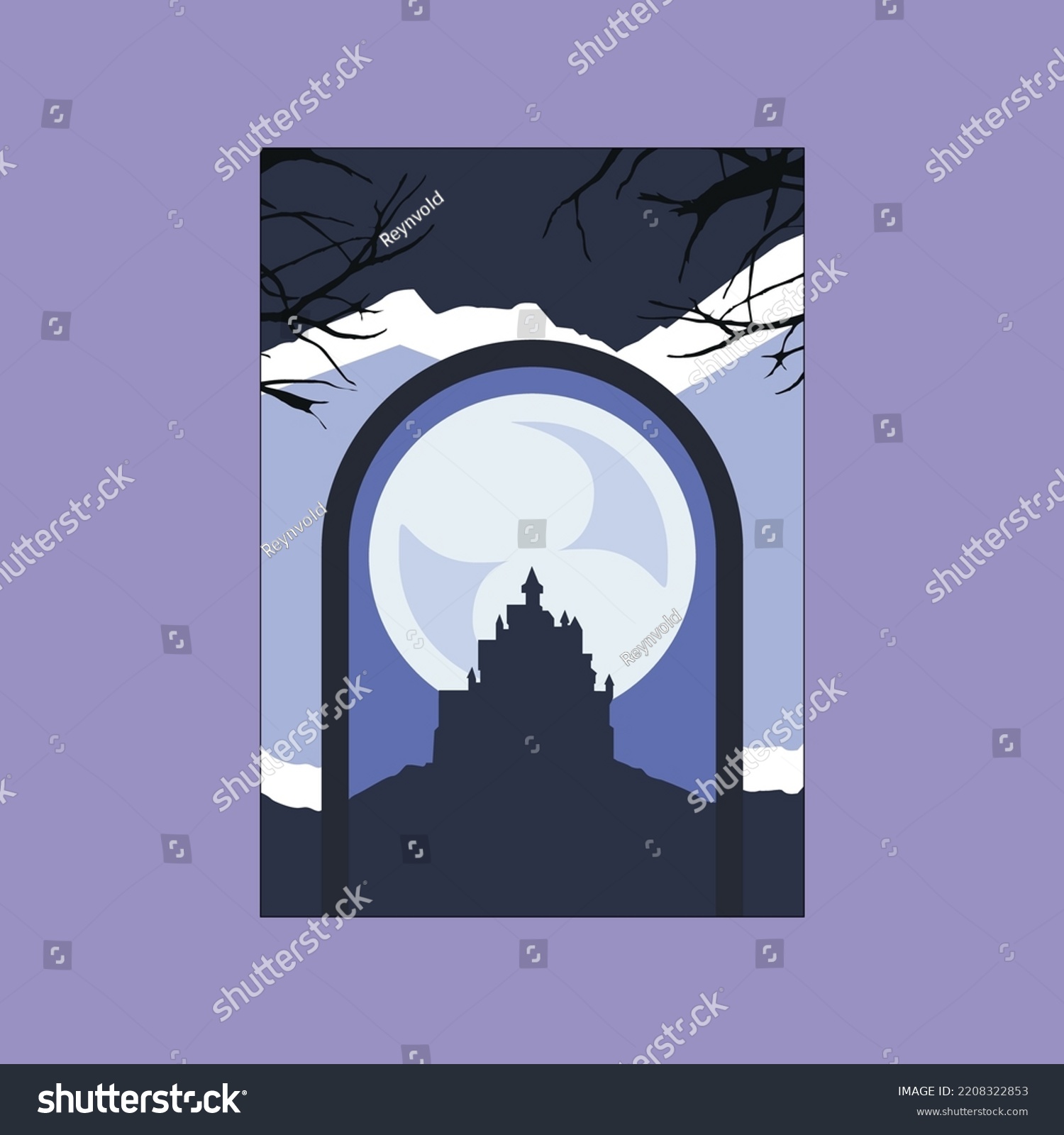 SVG of Night Castle Background Card Halloween template svg