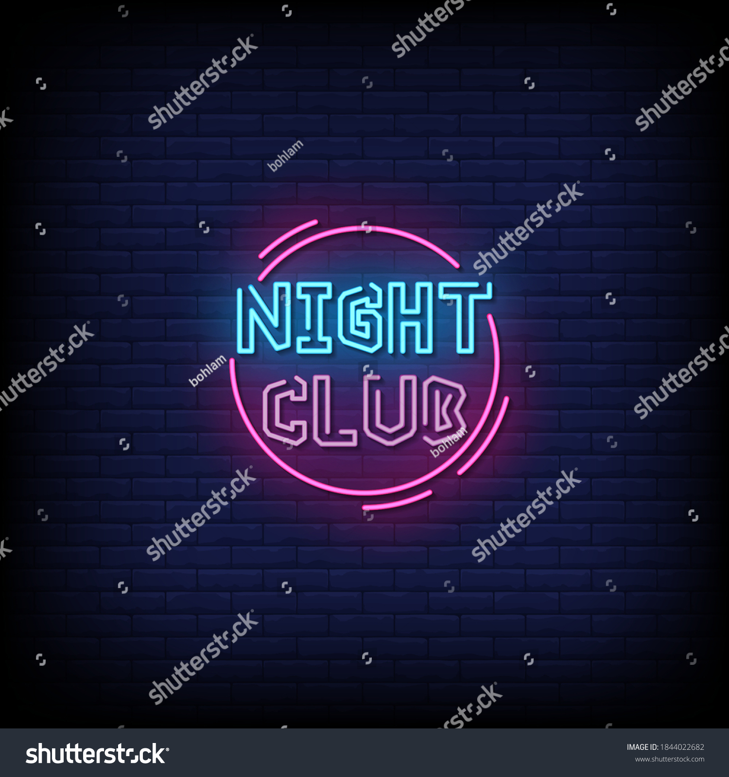 Night Club Neon Signs Style Text Stock Vector (Royalty Free) 1844022682 ...