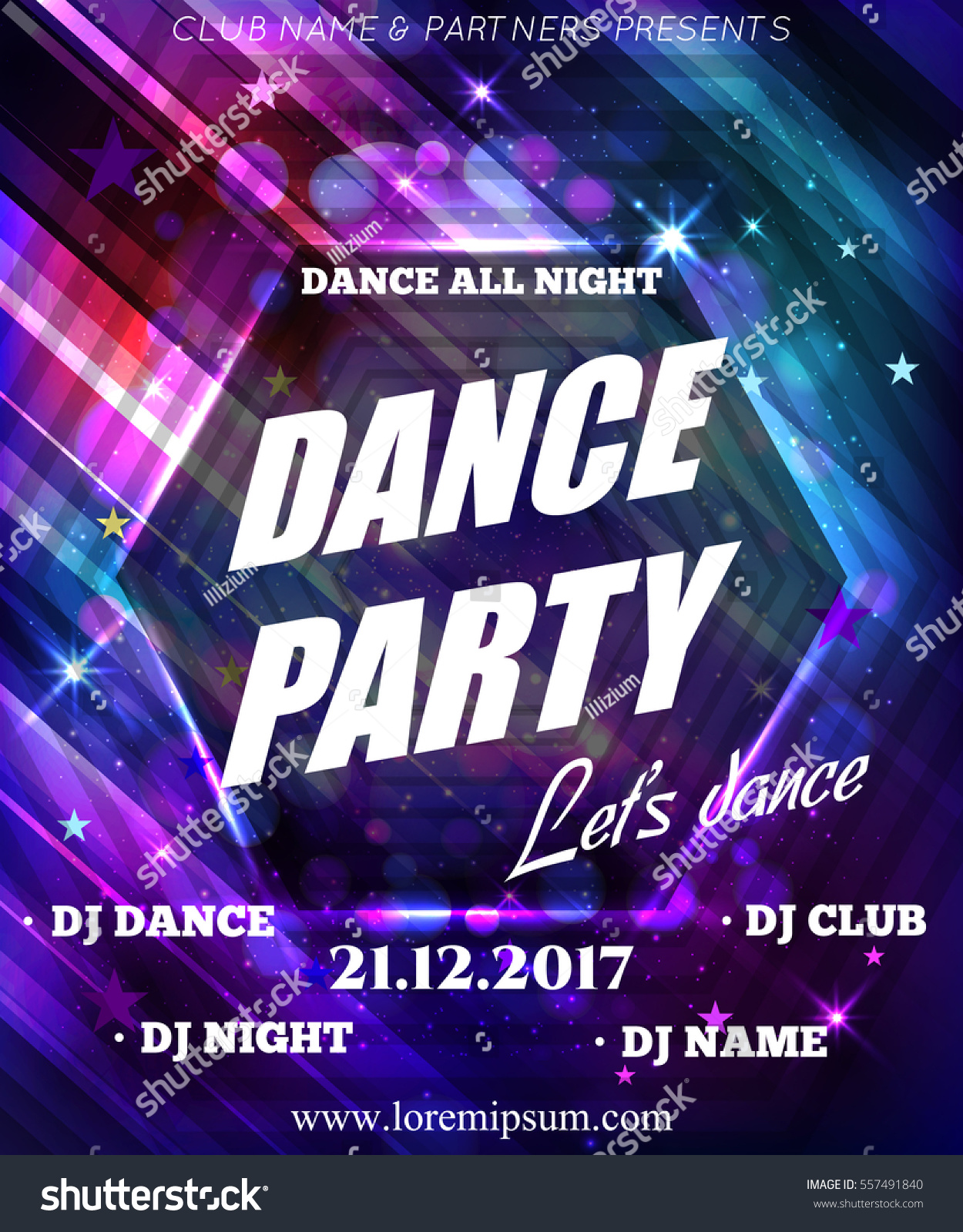 Night Dance Party Poster Background Template Stock Vector 557491840 ...