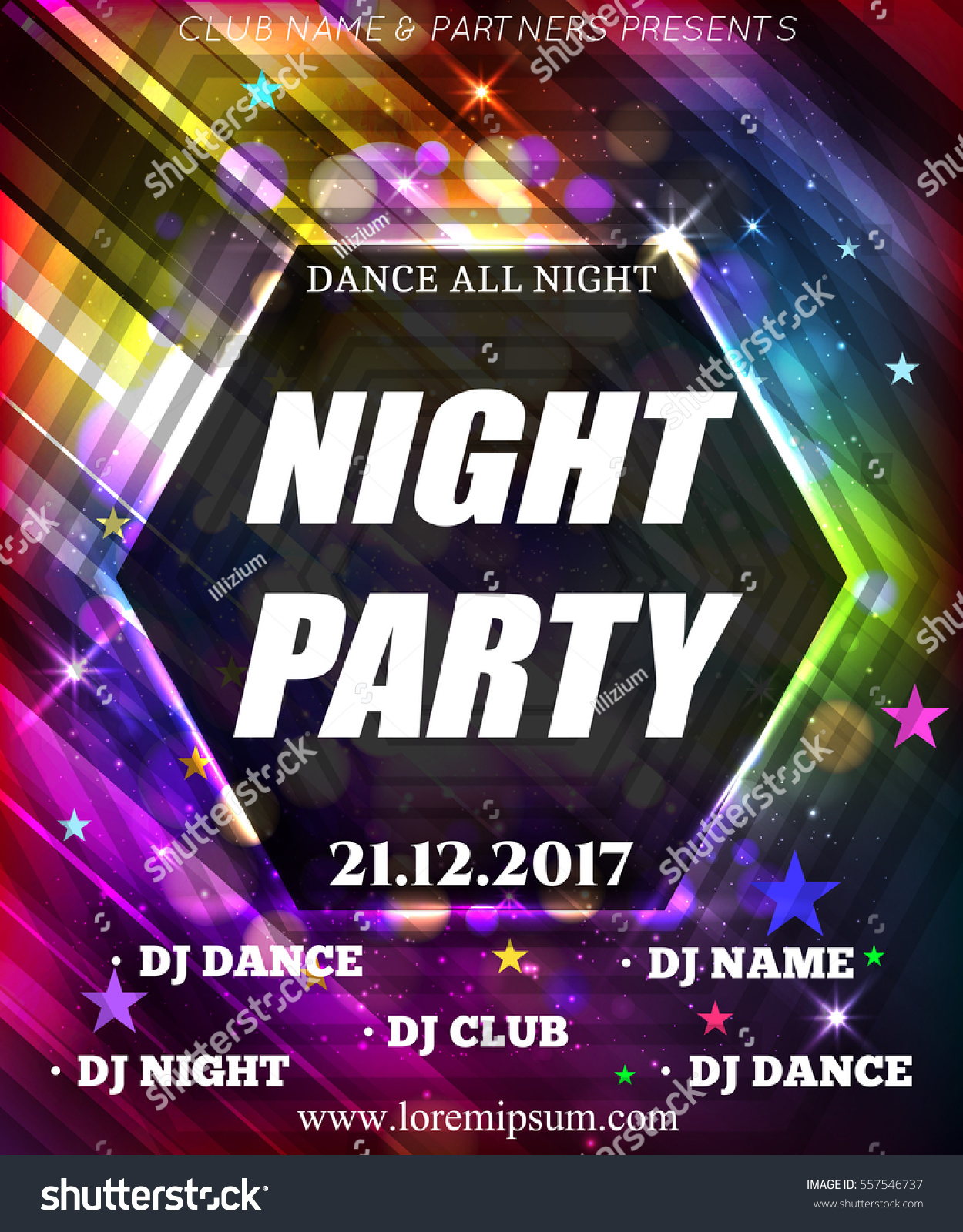 Night Dance Party Poster Background Template Stock Vector Royalty Free