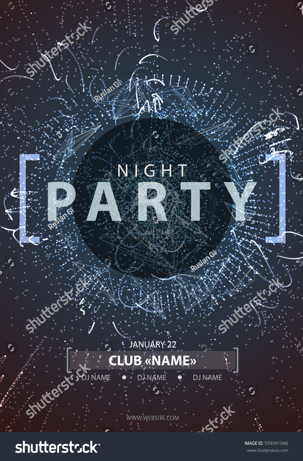 Night Disco Party Poster Background Stock Vector Royalty Free