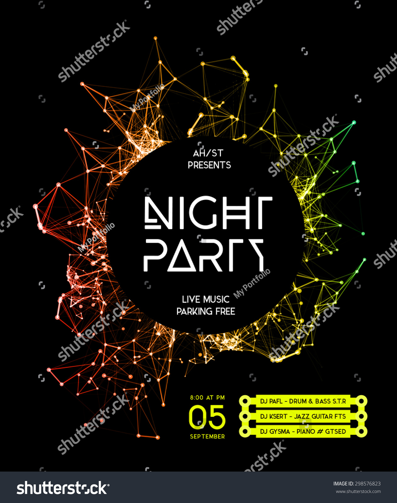 Night Disco Party Poster Background Template Stock Vector Royalty Free