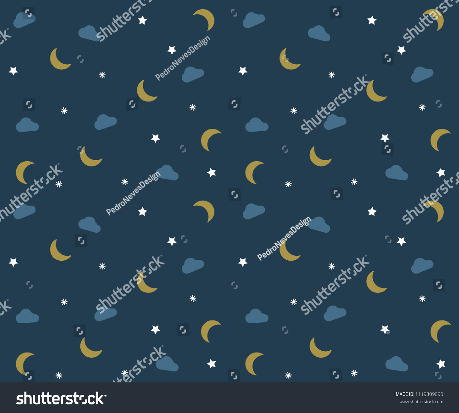 Night Pattern Clouds Moons Stars Vector Stock Vector Royalty Free